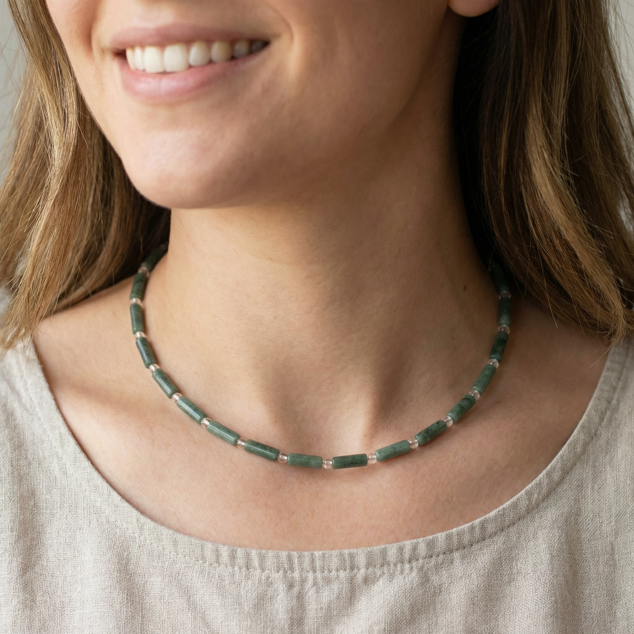 Aventurin Halskette mit Bergkristall