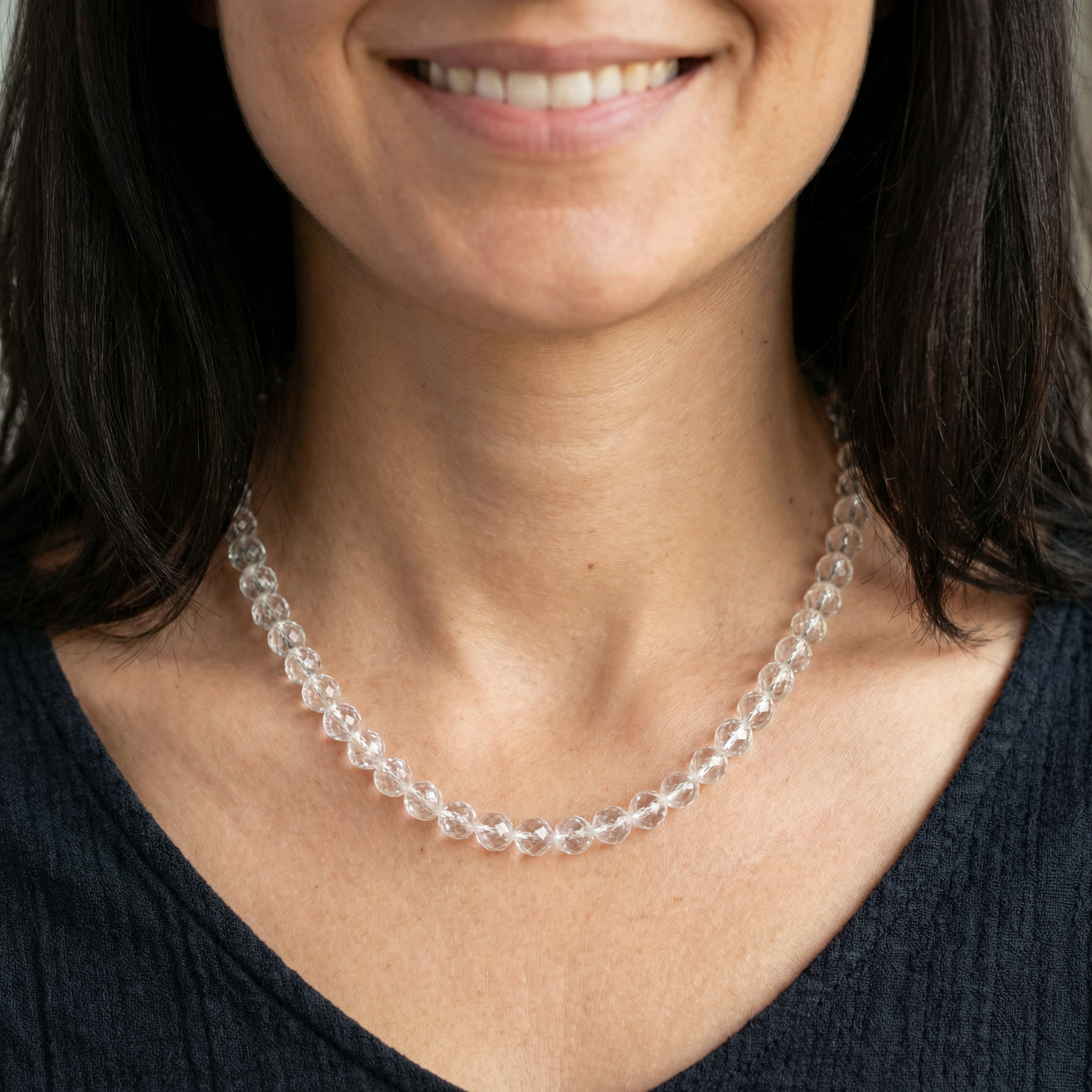 Facettierte Bergkristall Halskette 8mm