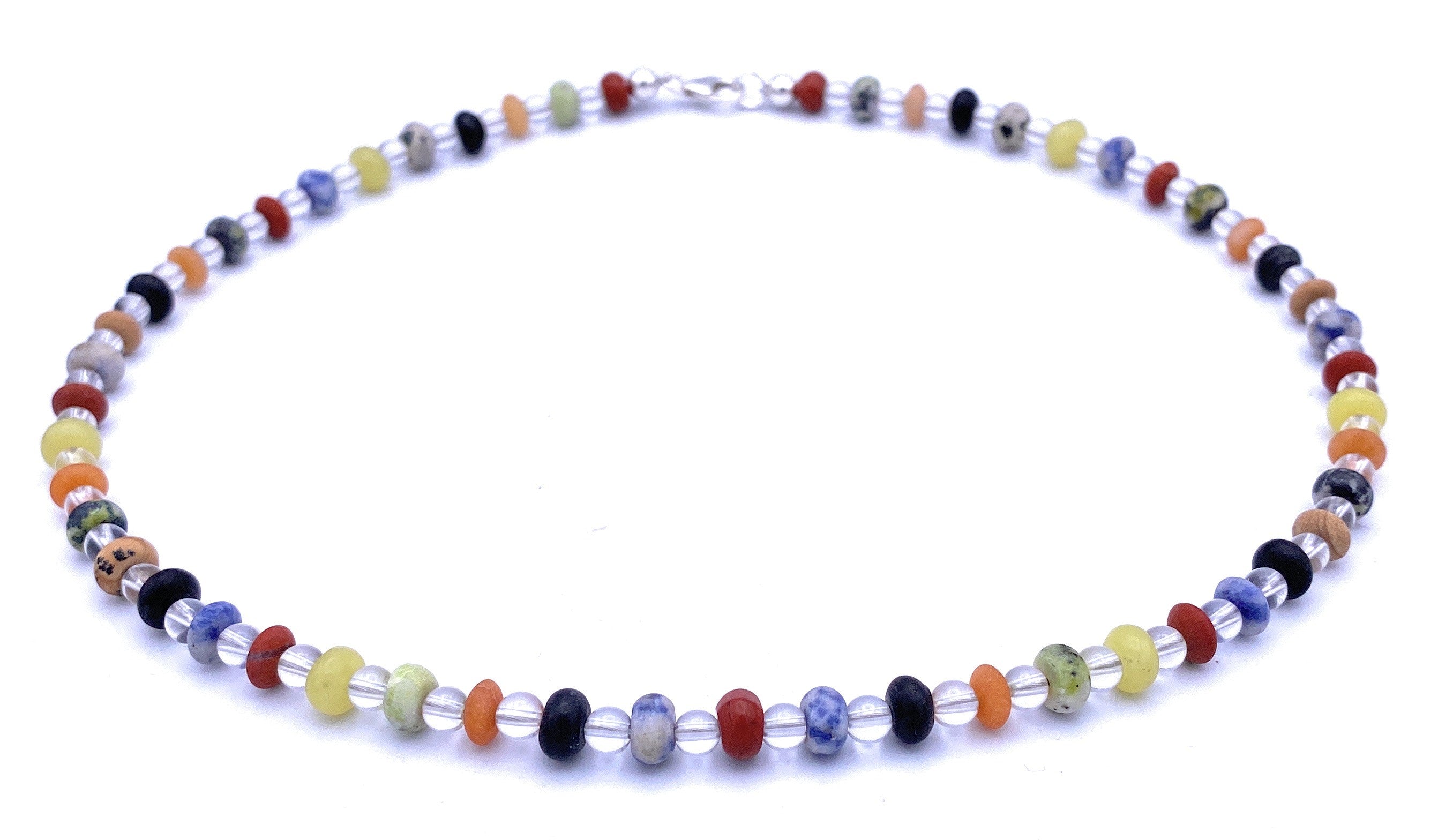 Bergkristall Halskette mit bunten Linsen