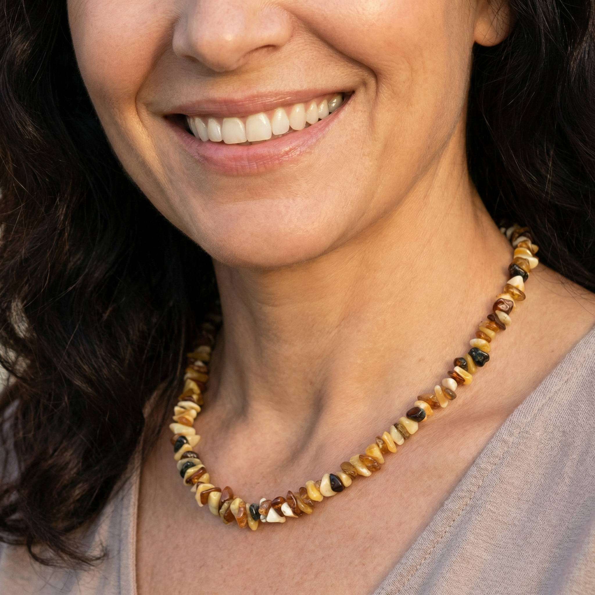 Abgerundete Bernstein Halskette 8mm