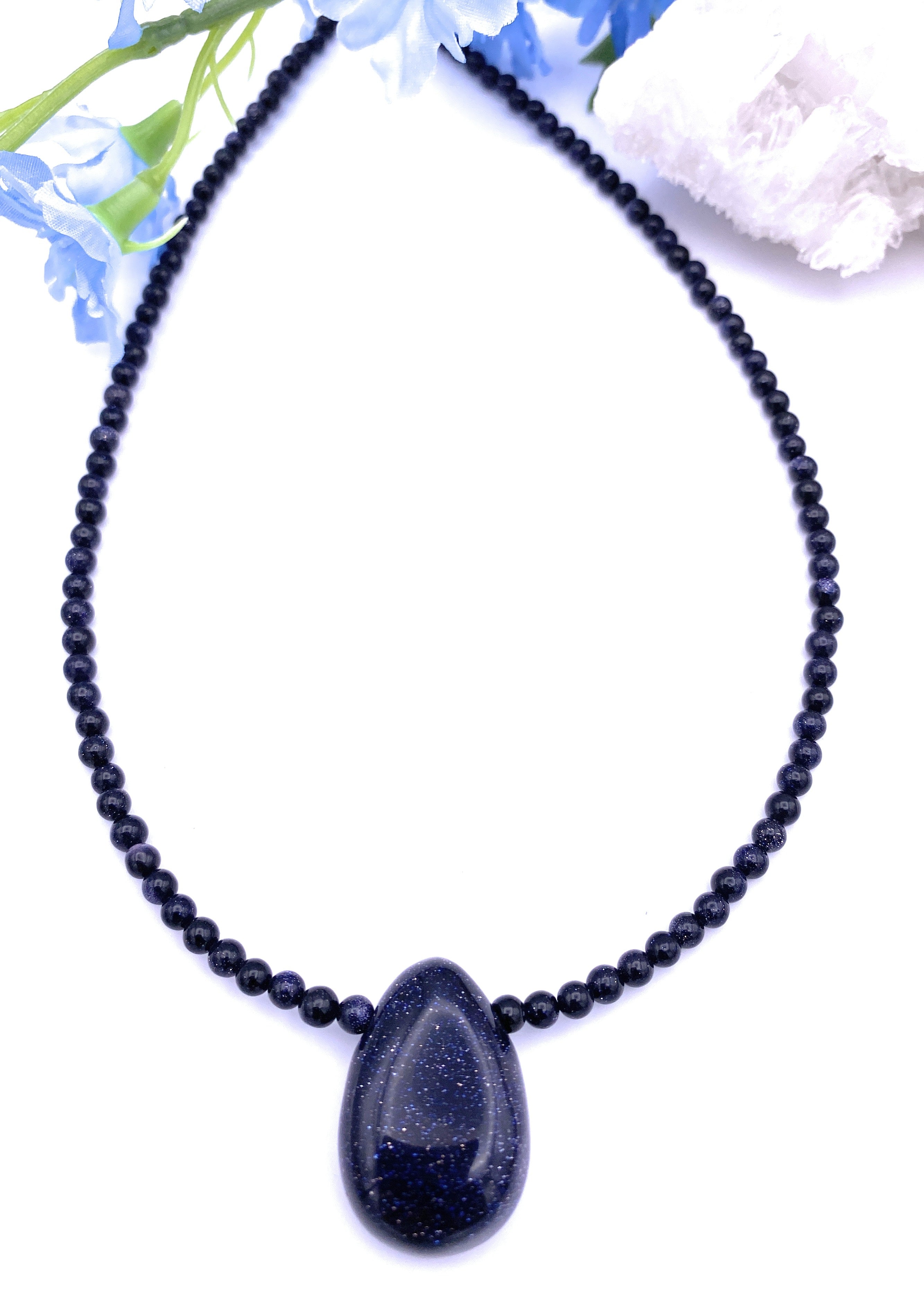 Blaufluss Halskette 4 mm mit Anhänger