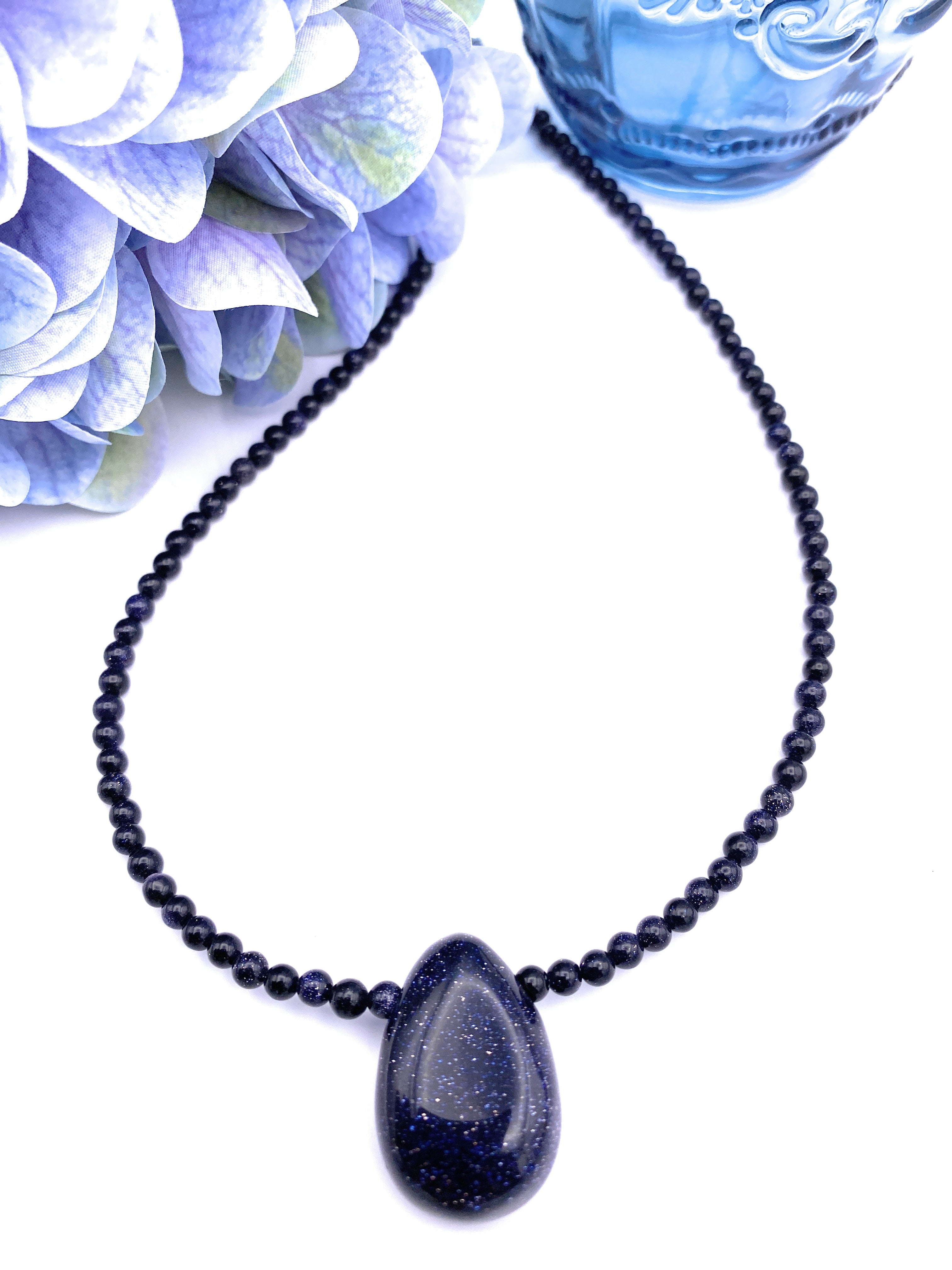 Blaufluss Halskette 4 mm mit Anhänger