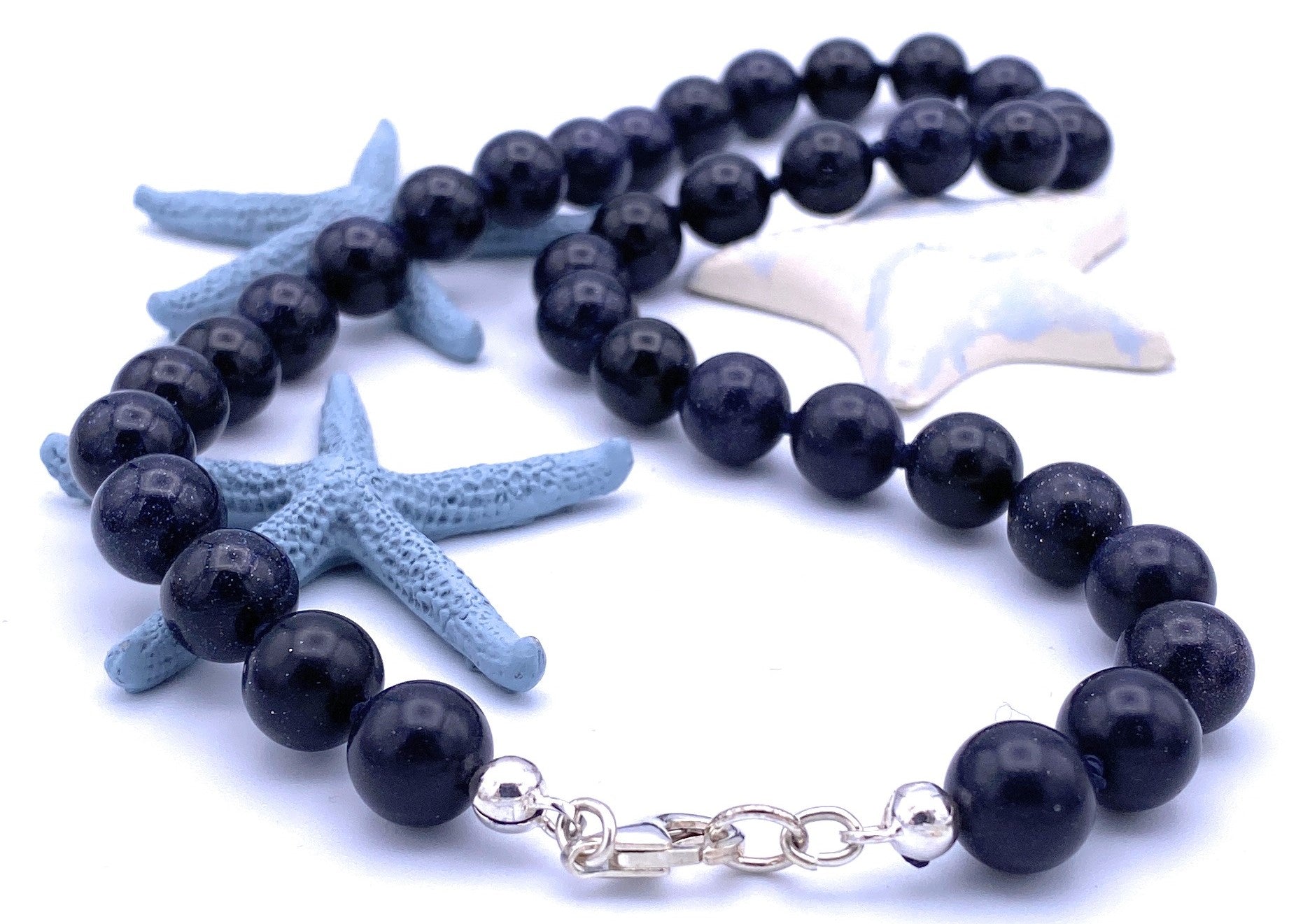 Blaufluss Kugel Halskette 10mm