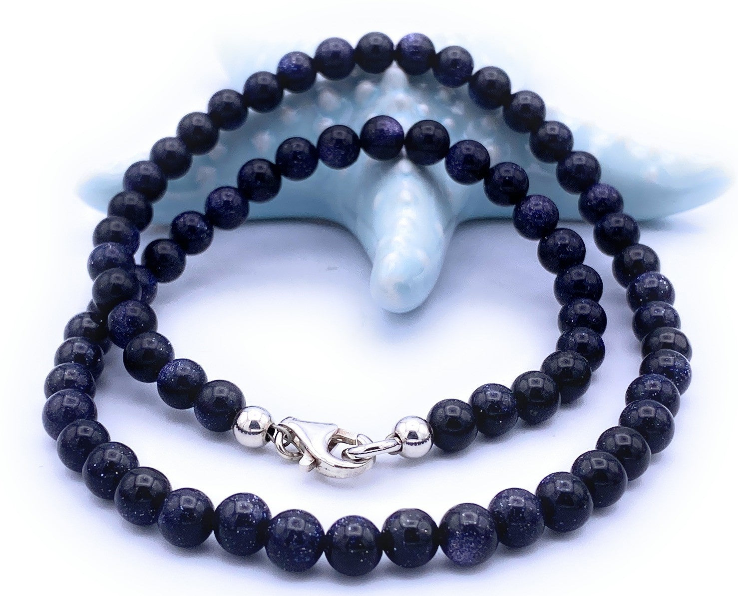 Blaufluss Kugel Halskette 6mm