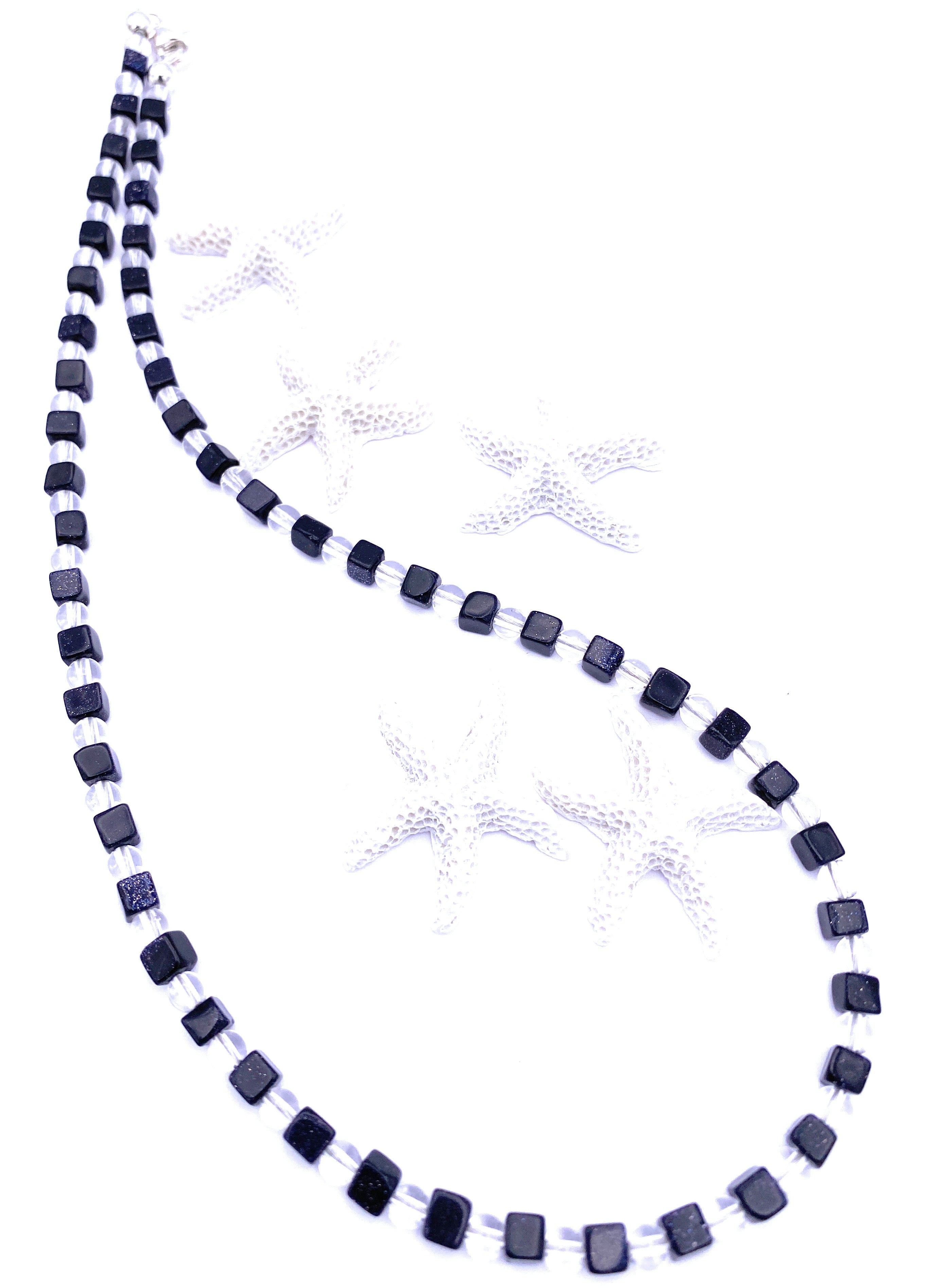 Blaufluss Würfelkette mit Bergkristall