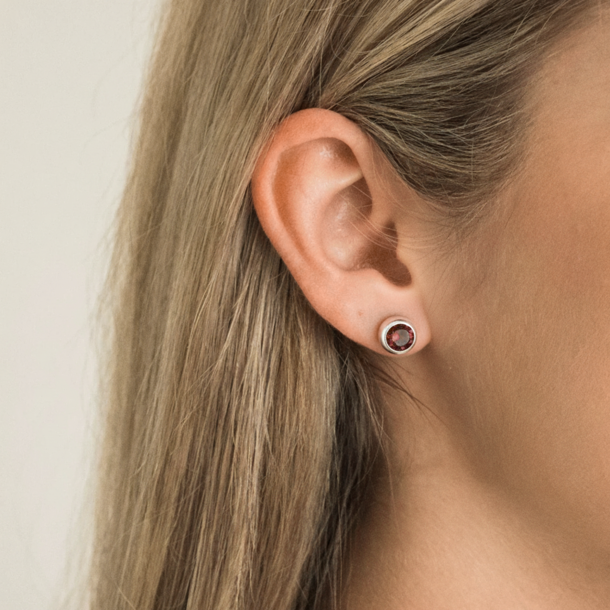 Facettierte Ohr-stecker Rund 6mm (Beispiel)