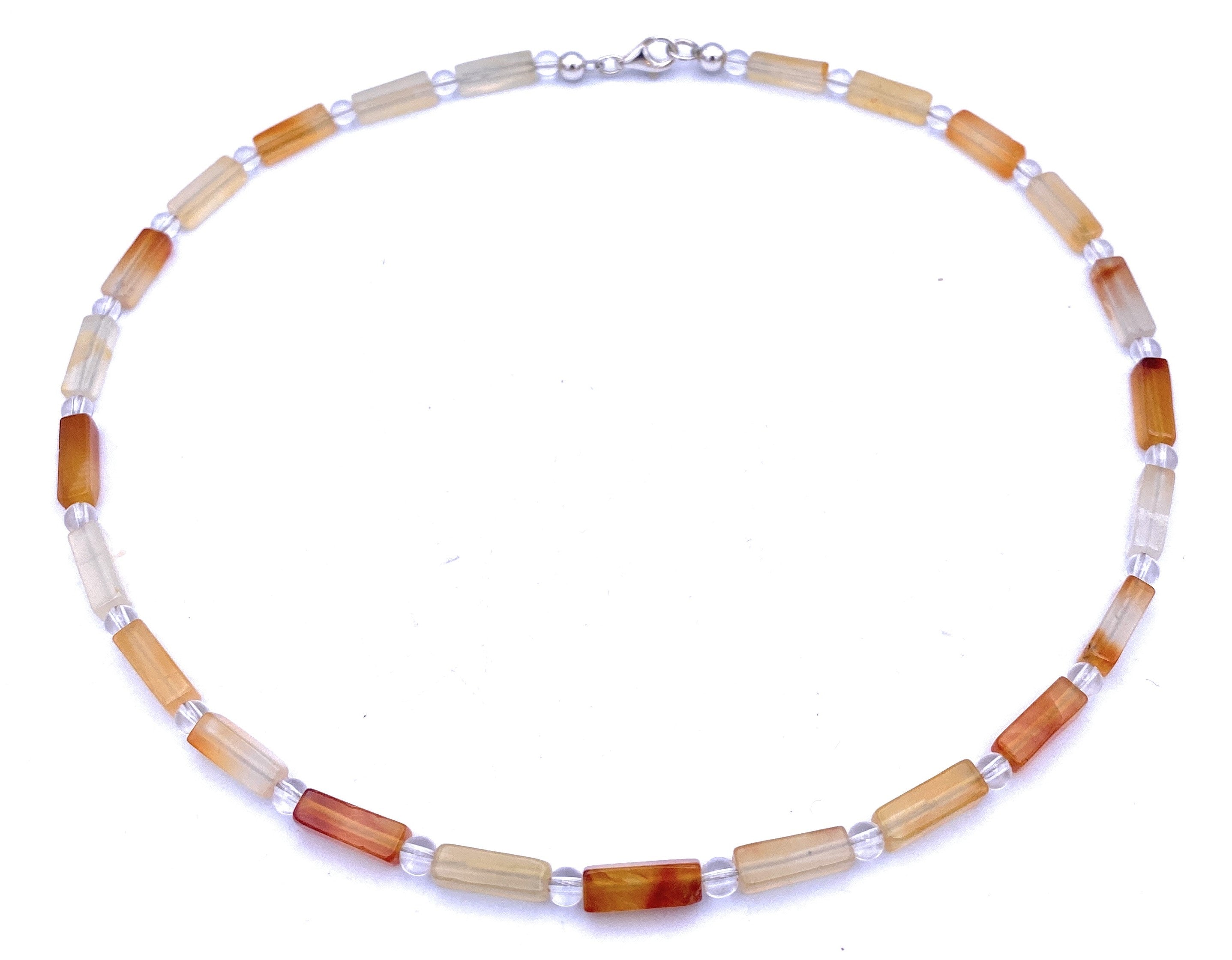 Carneol Halskette mit Bergkristall