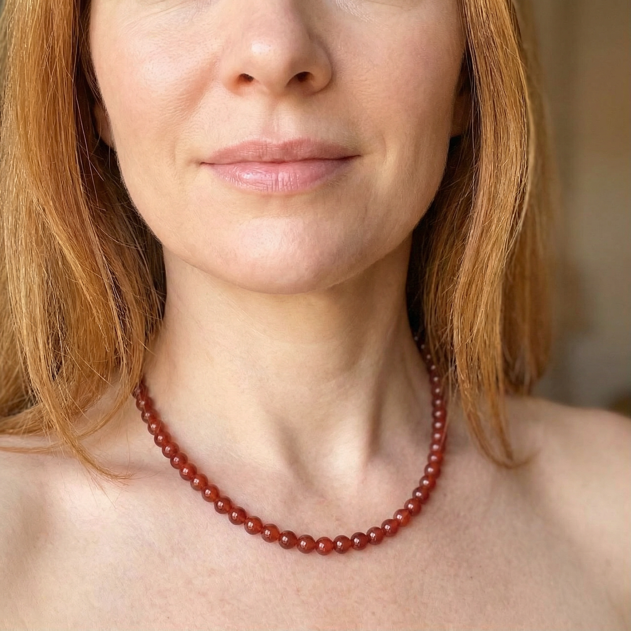 Carneol Kugel Halskette 6mm