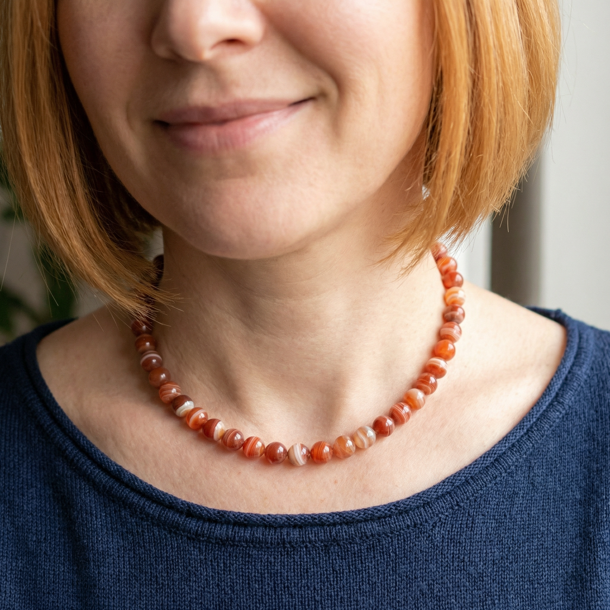 Tibetischer Carneol Halskette 8mm - facettiert
