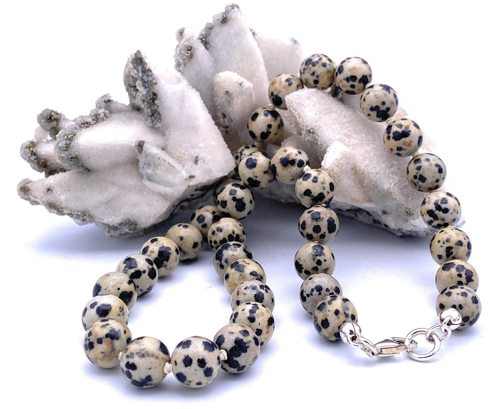 Dalmatiner-Jaspis Kugel Halskette 10mm