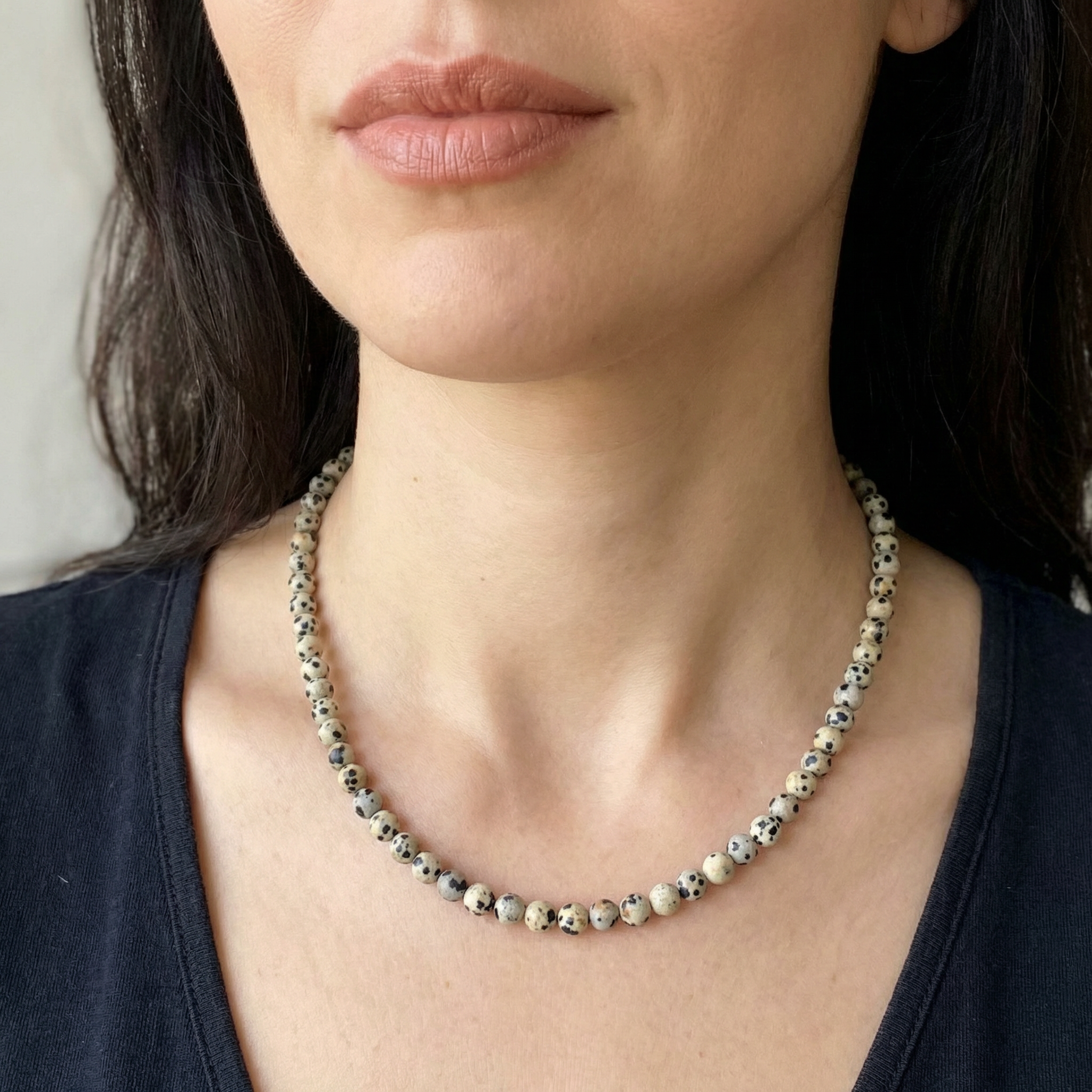 Dalmatiner-Jaspis Kugel Halskette 6mm