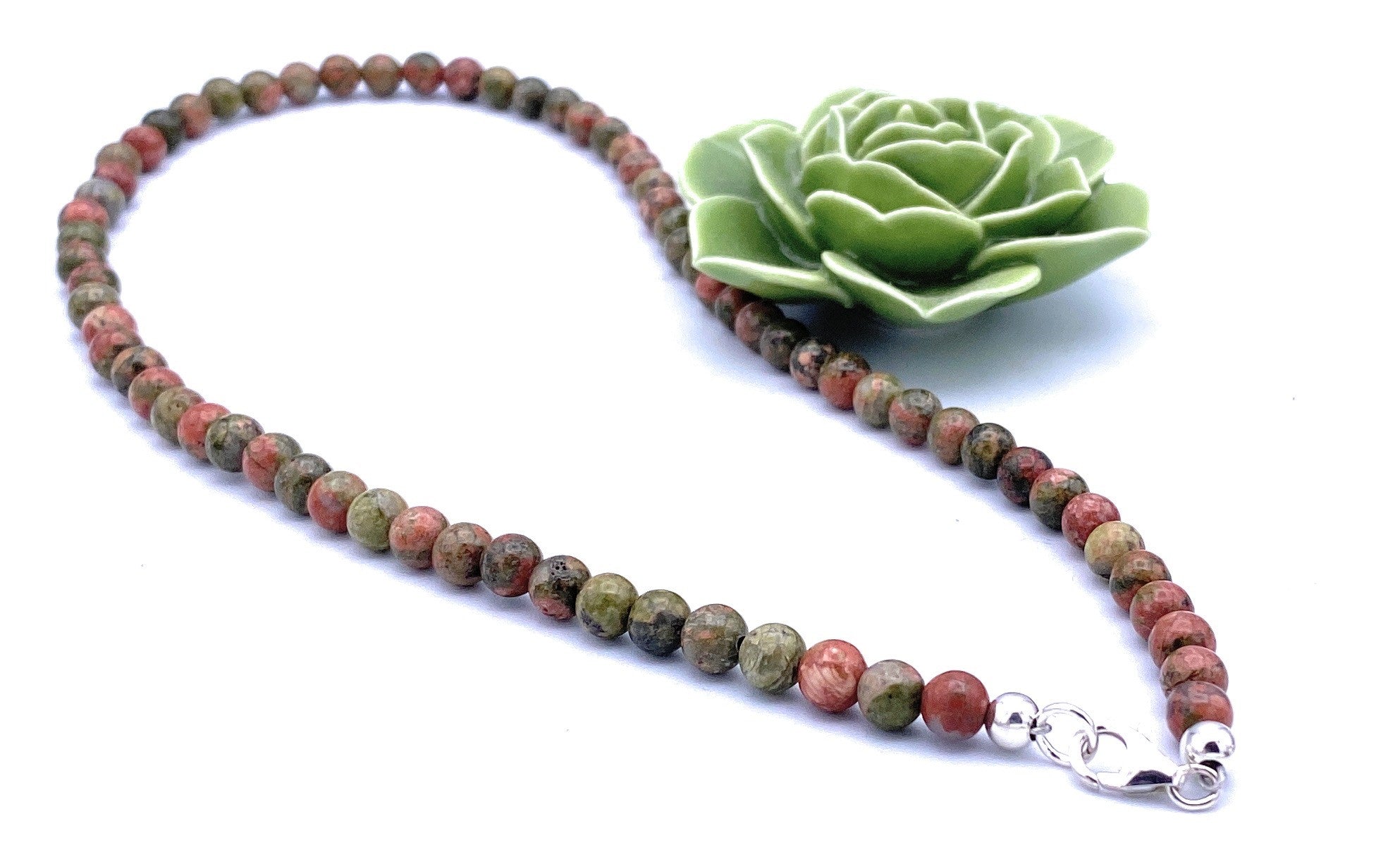 Epidot -Unakit Halskette