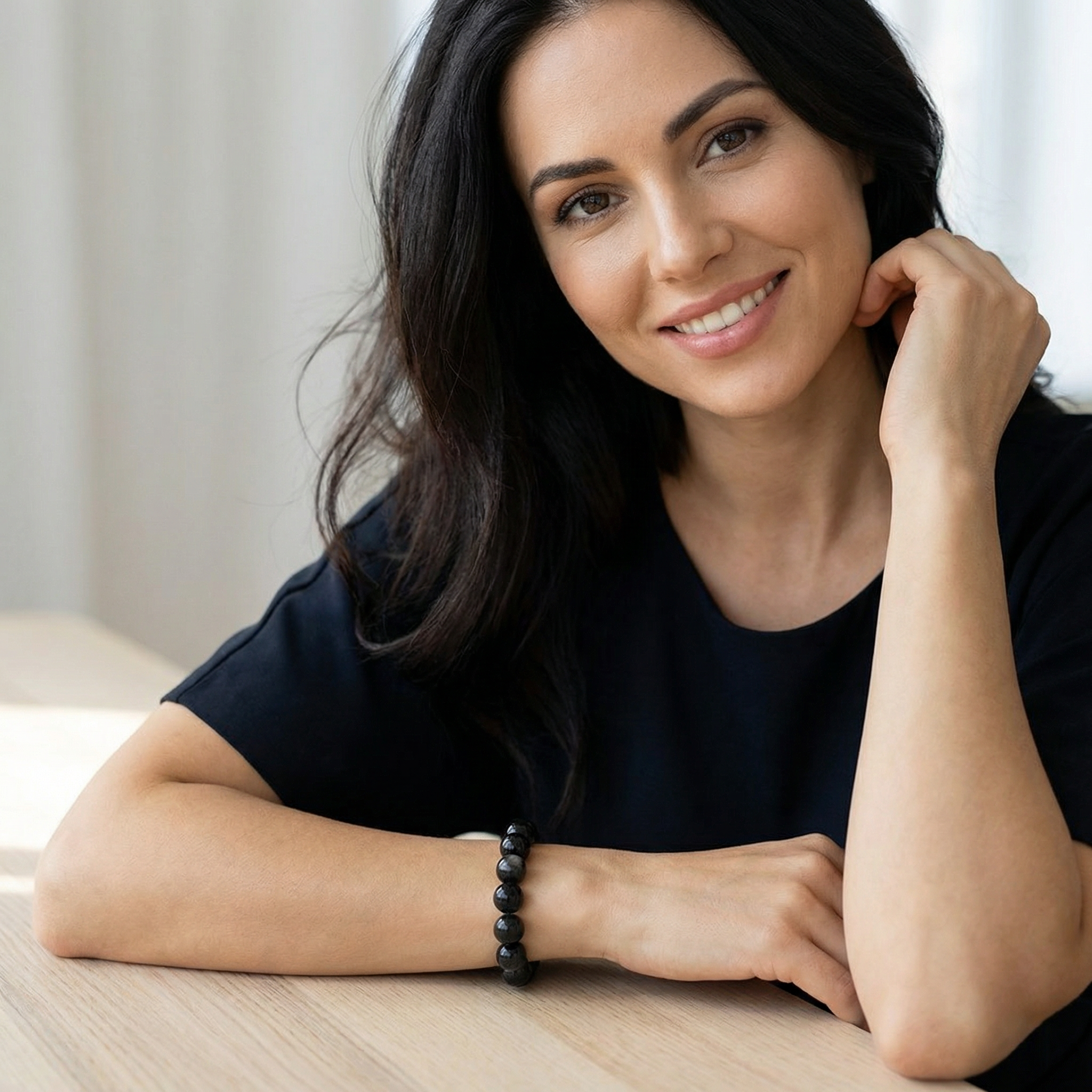 Gold-Obsidian Kugel Armband 12mm