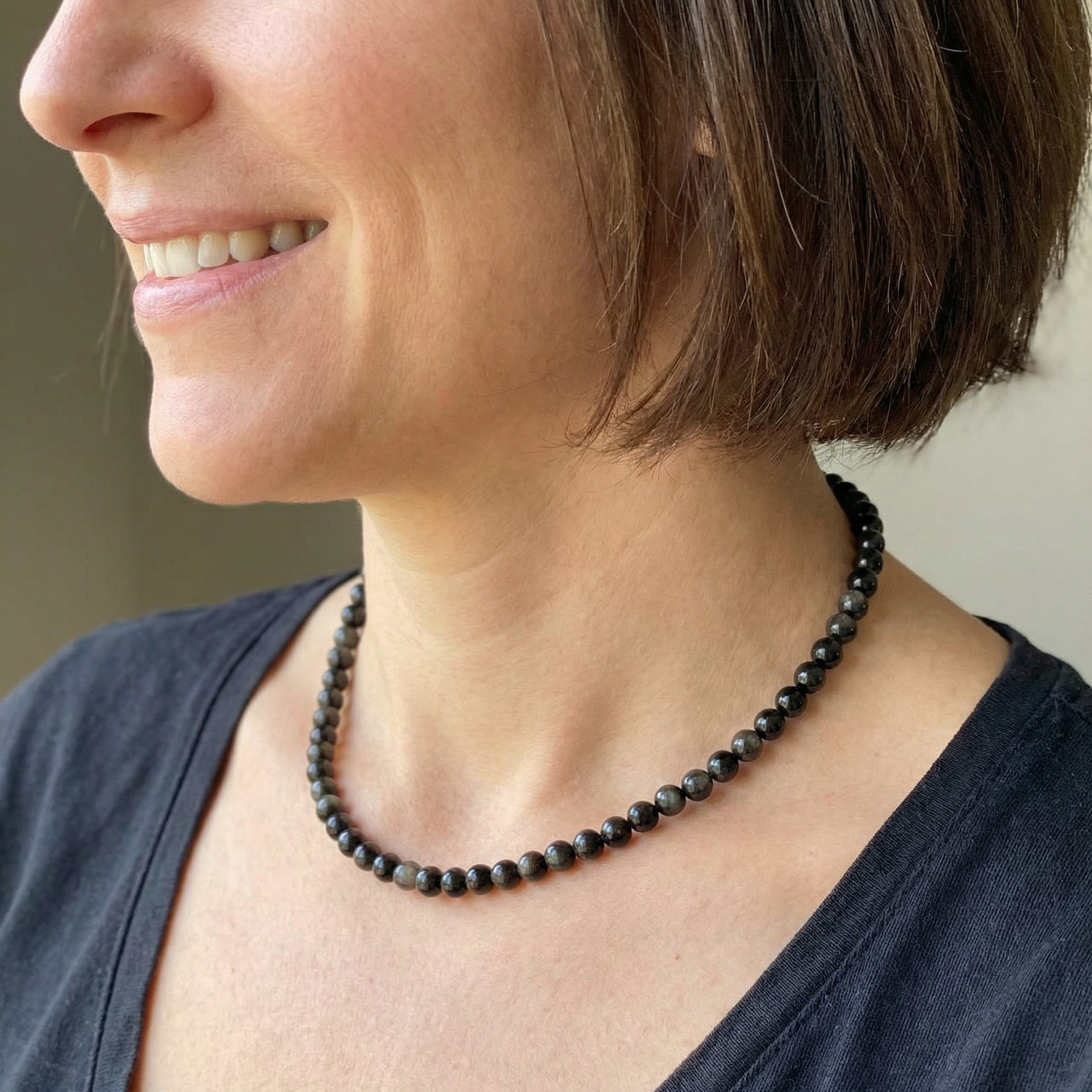 Gold-Obsidian Halskette