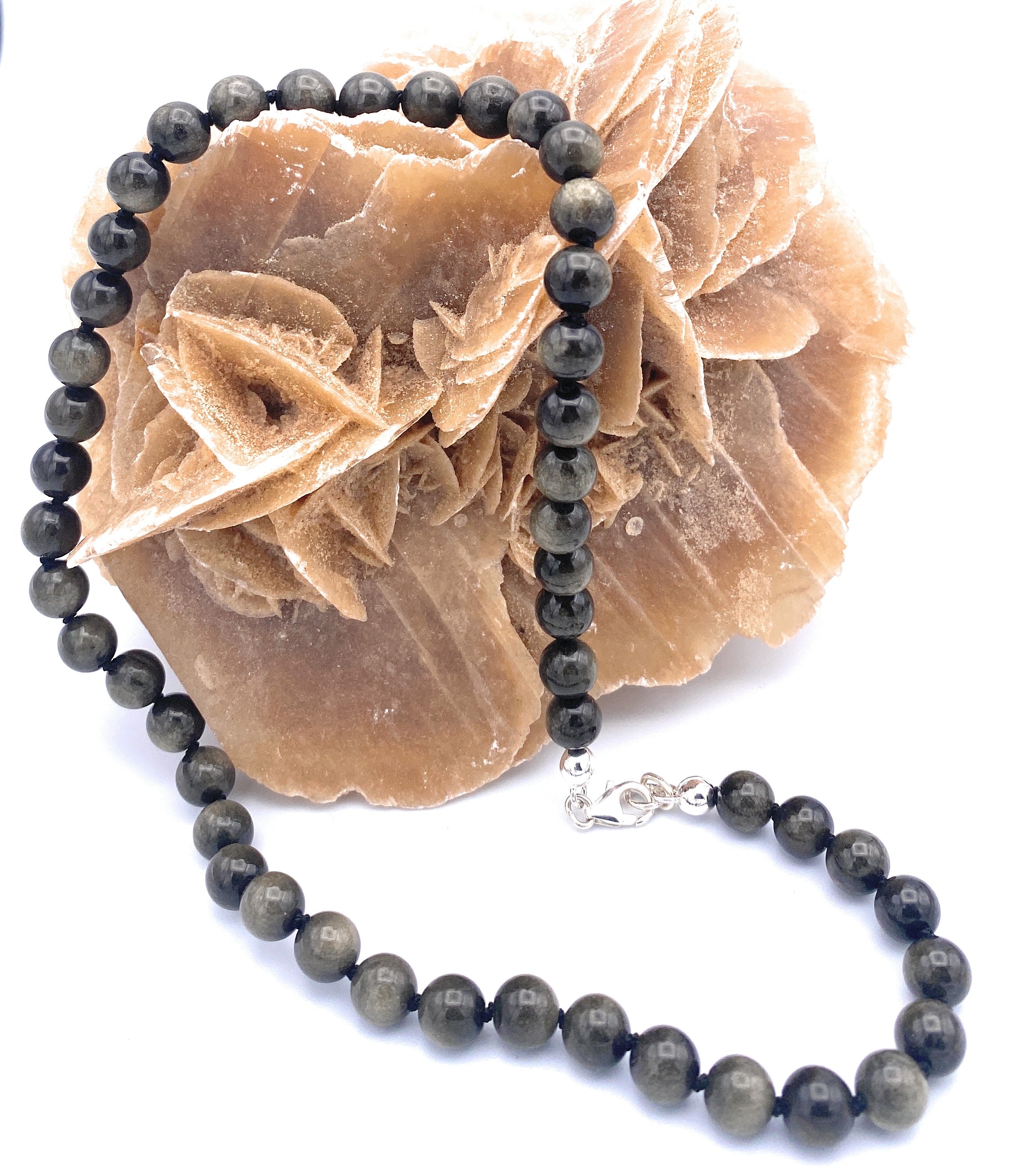 Gold-Obsidian Kugel Halskette 8mm