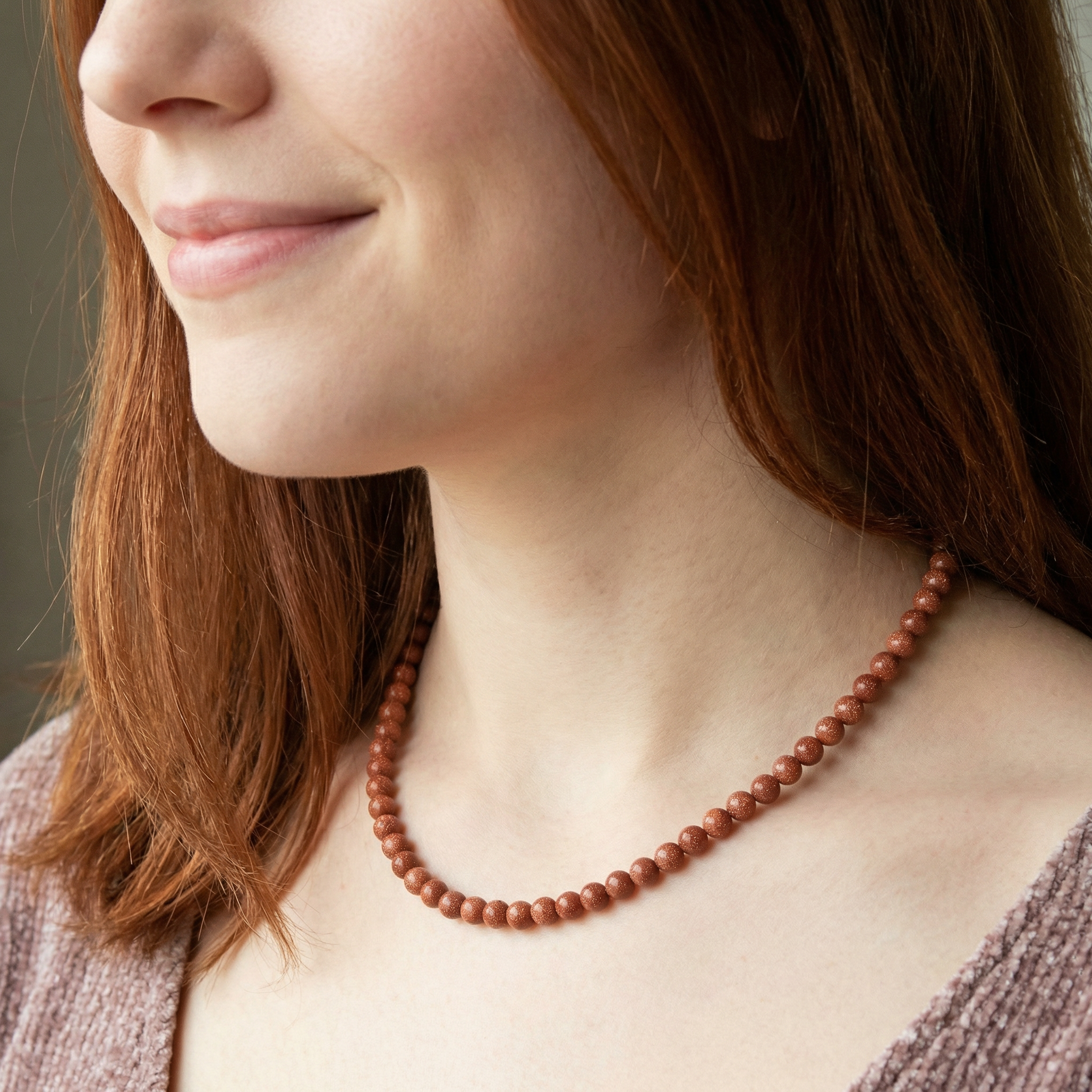 Goldfluss Kugel Halskette 6mm