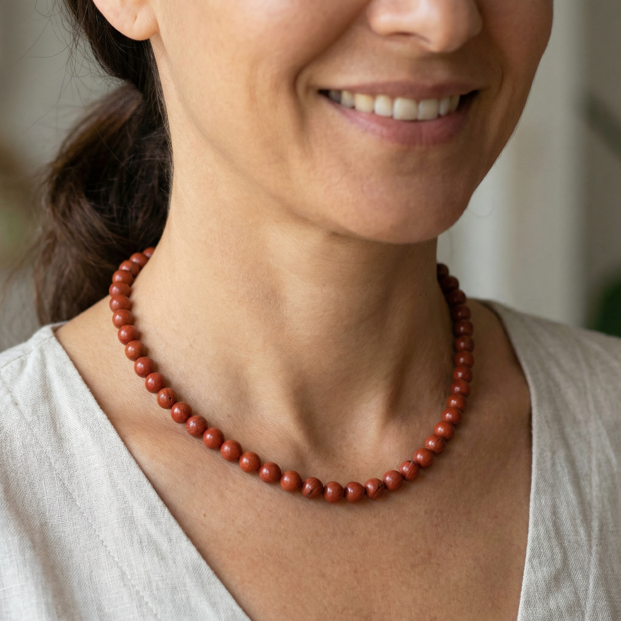 Jaspis rot Kugel Halskette 8mm