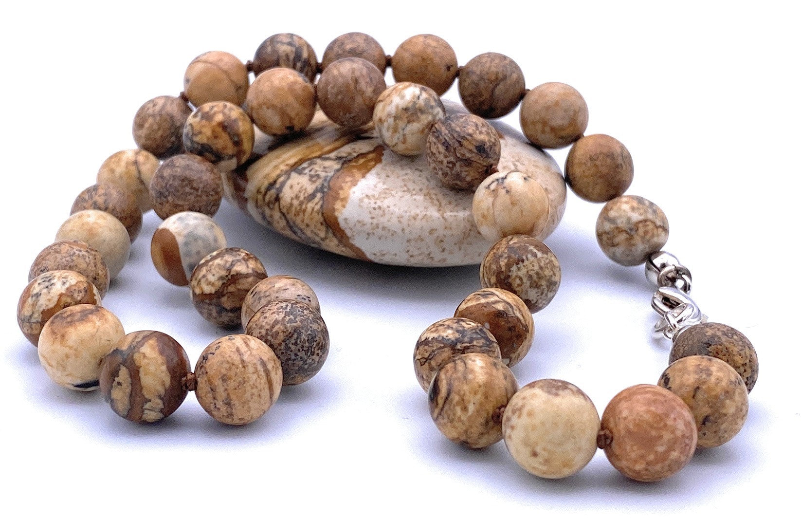 Landschafts-Jaspis Kugel Halskette 10mm