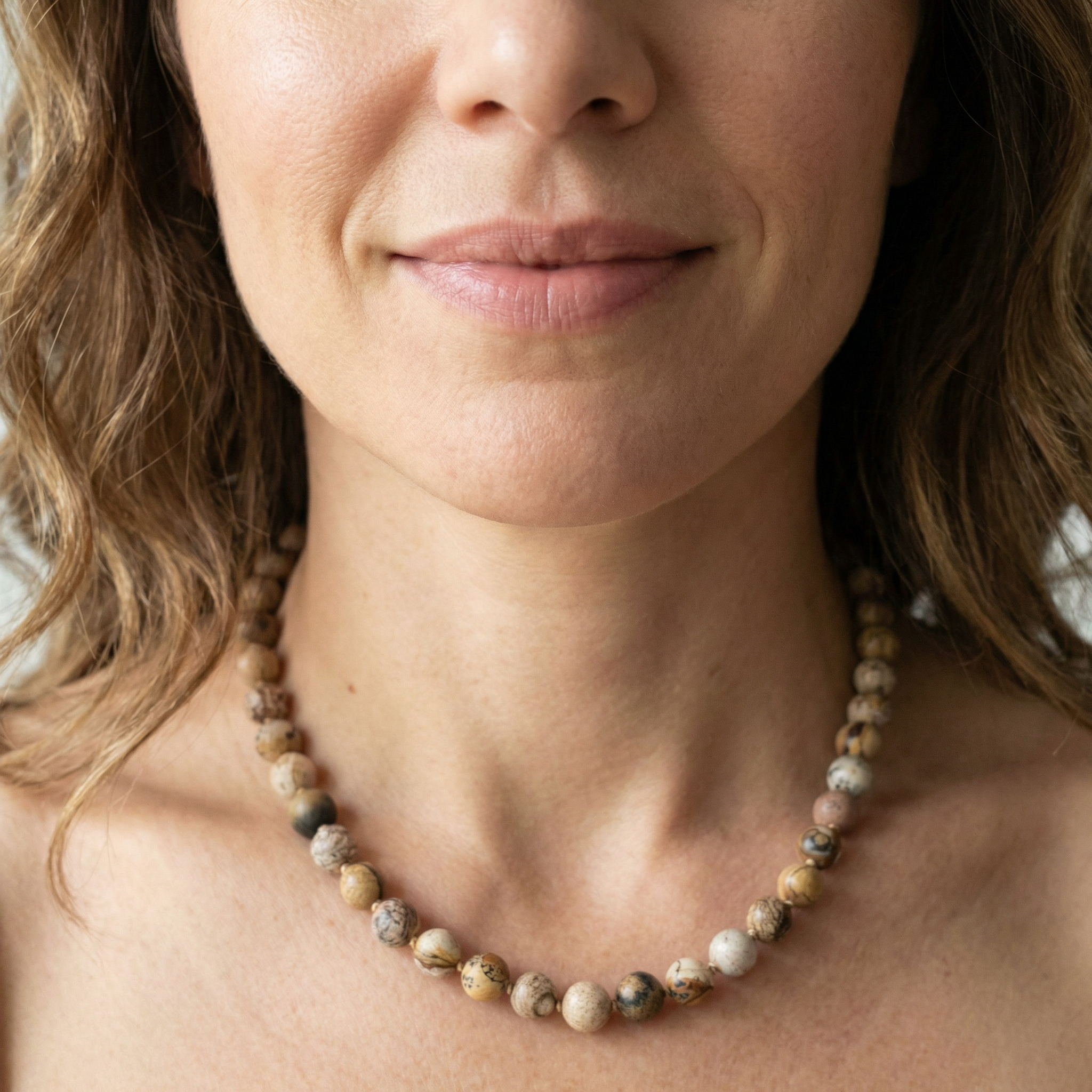 Landschafts-Jaspis Halskette 8 mm