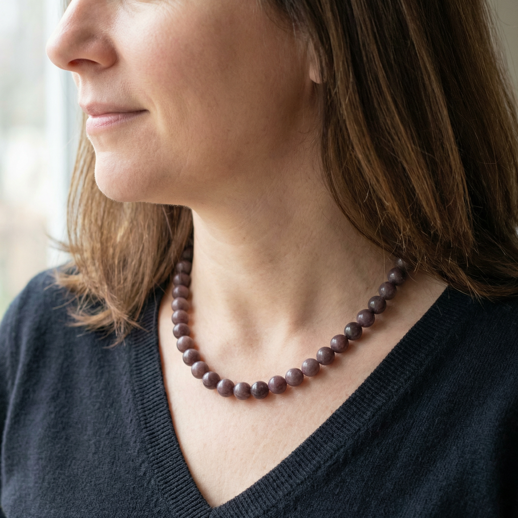 Lavendel-Aventurin Kugel Halskette 8mm