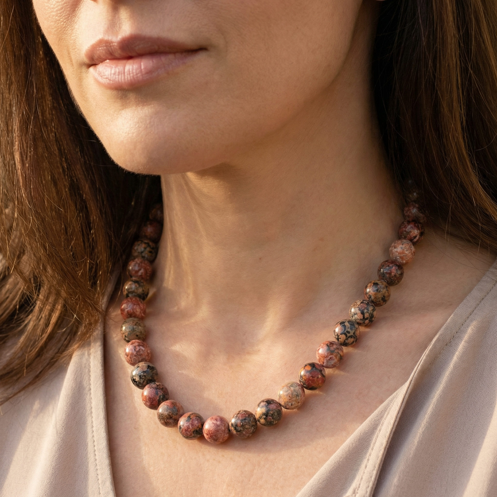 Leoparden-Jaspis Halskette 10 mm