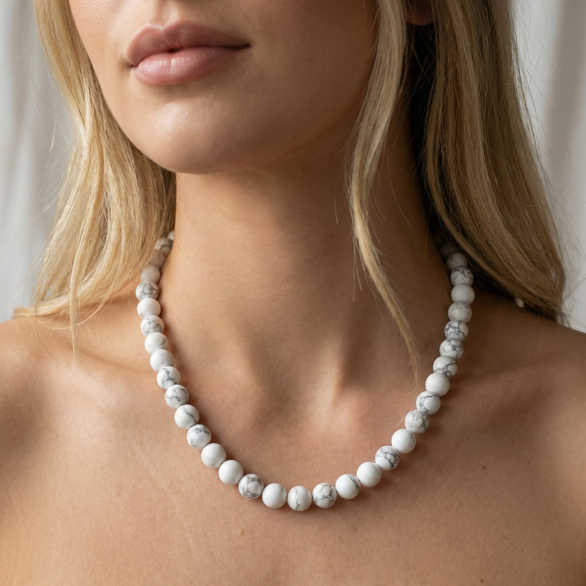 Magnesit Kugel Halskette 10mm