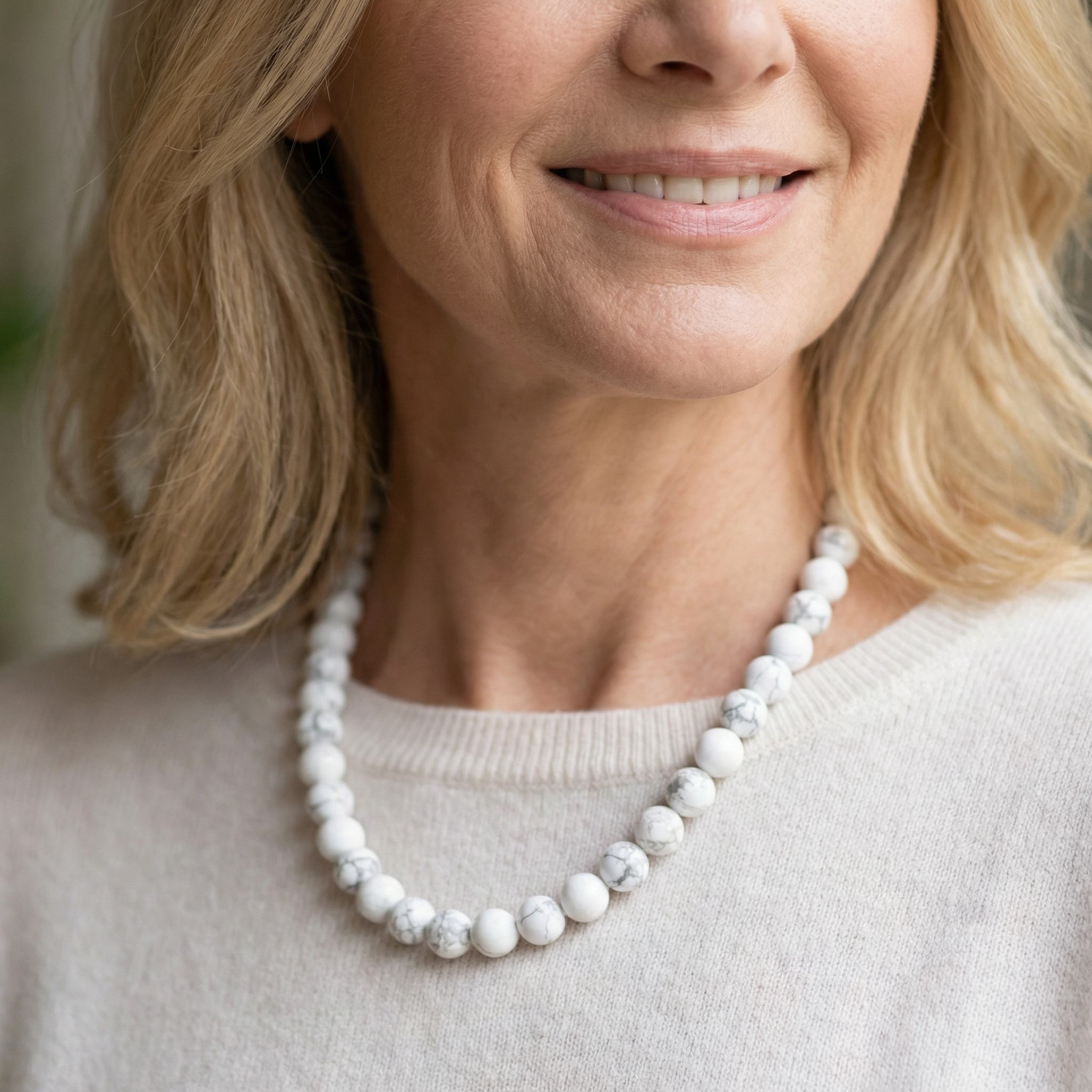 Magnesit Kugel Halskette 10mm