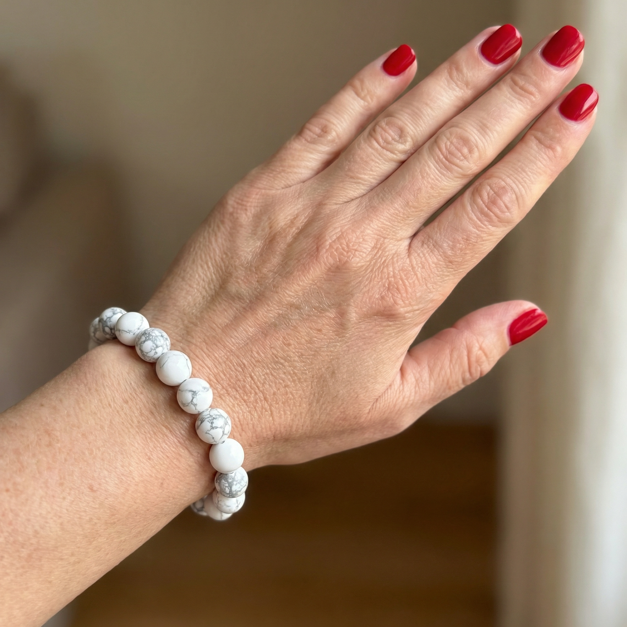 Marmoriertes Magnesit Armband 12 mm