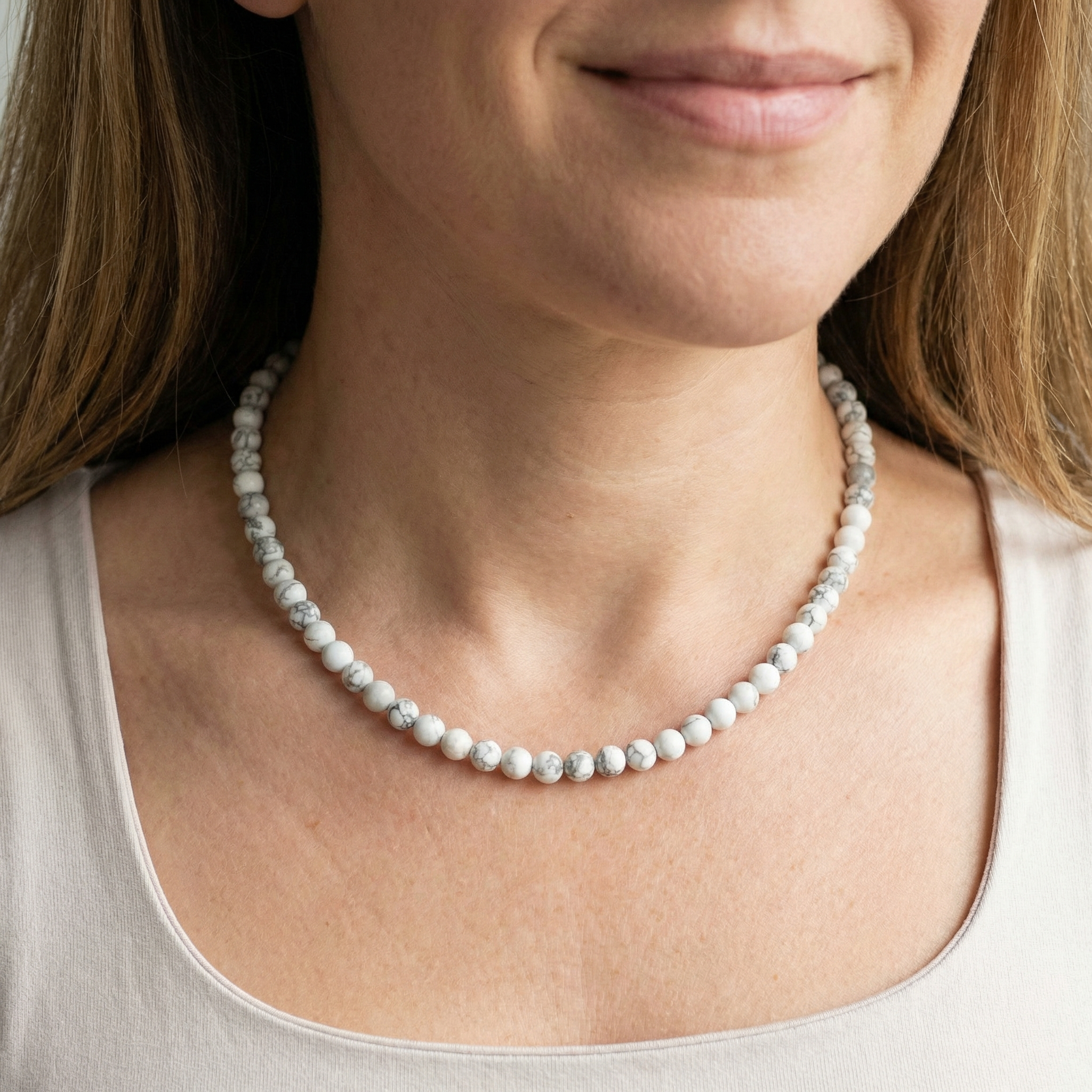 Magnesit Kugel Halskette 6mm