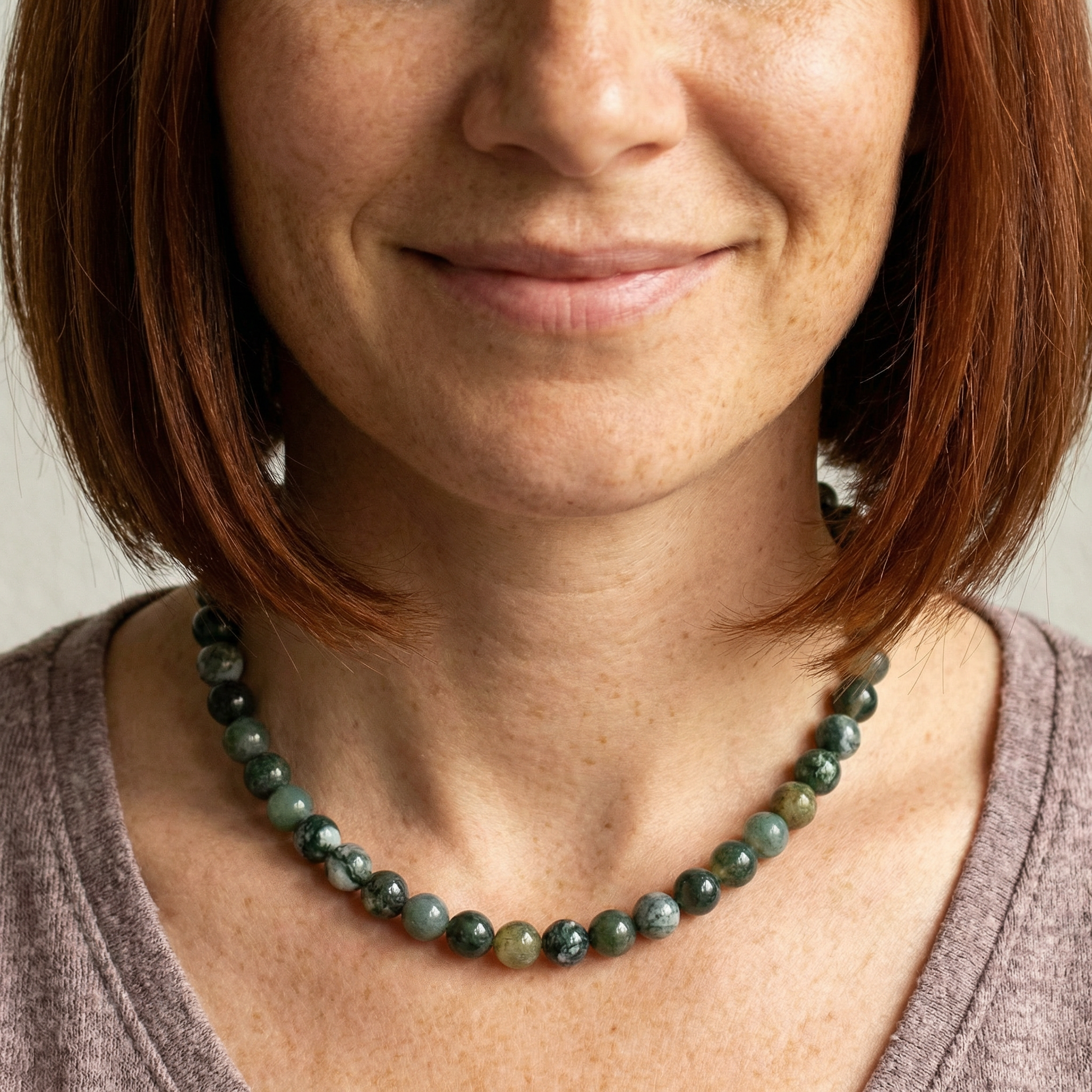 Moos-Achat Kugel Halskette 8mm