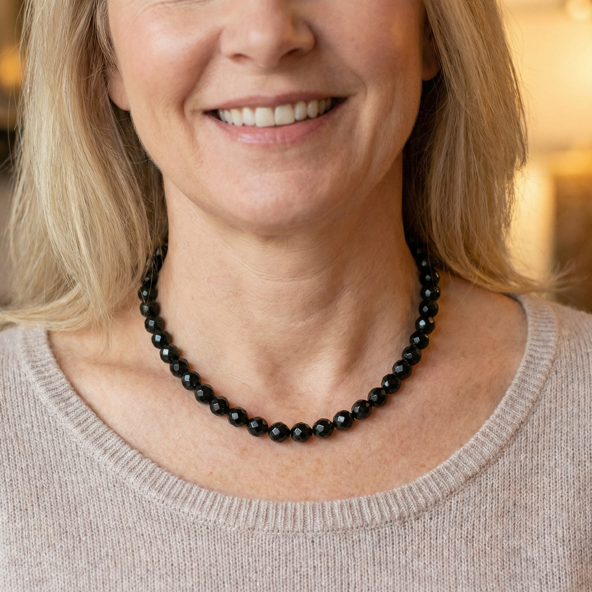 Facettierte Onyx Halskette 8mm