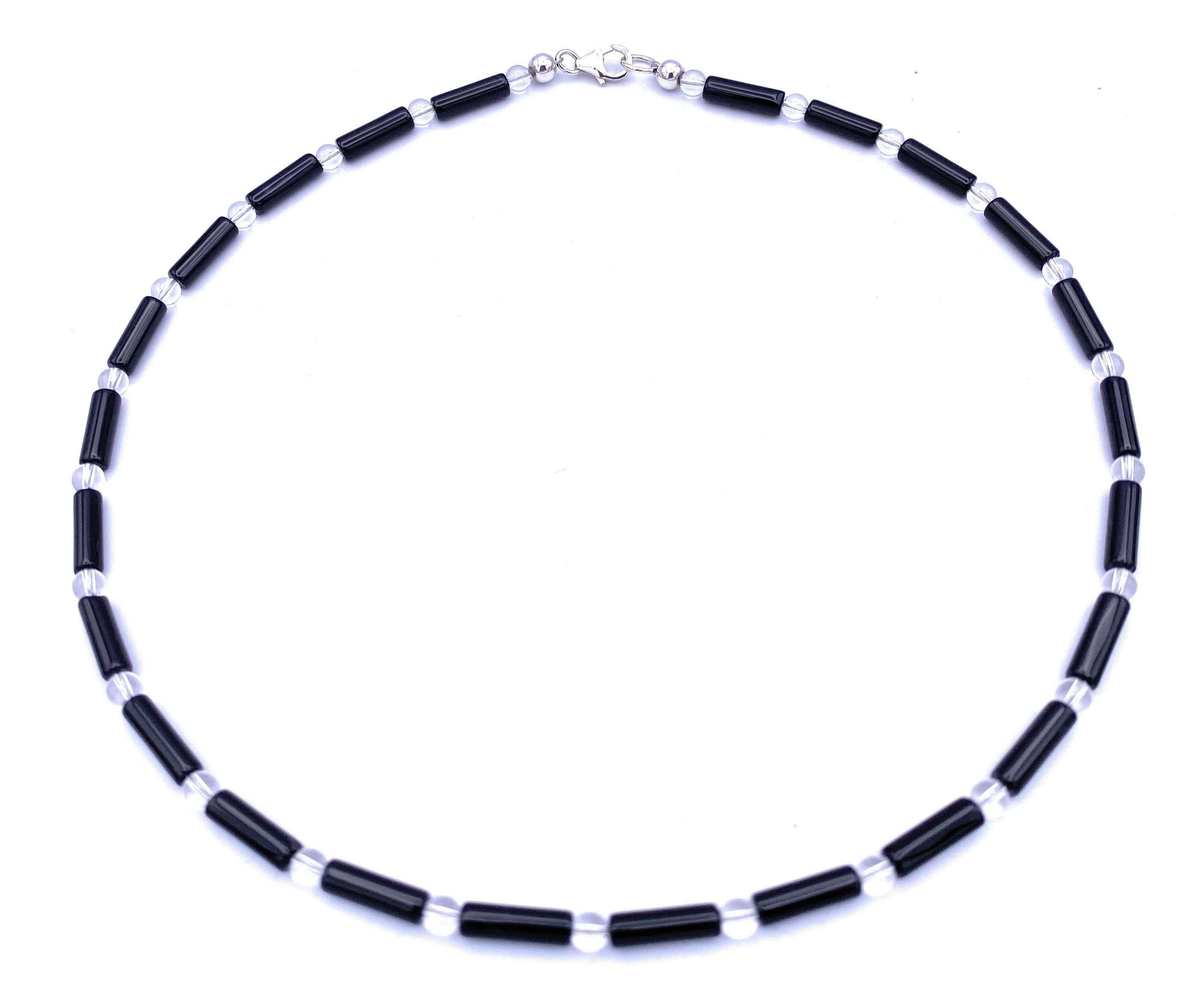 Onyx Walzenkette mit Berkristall-Kugeln