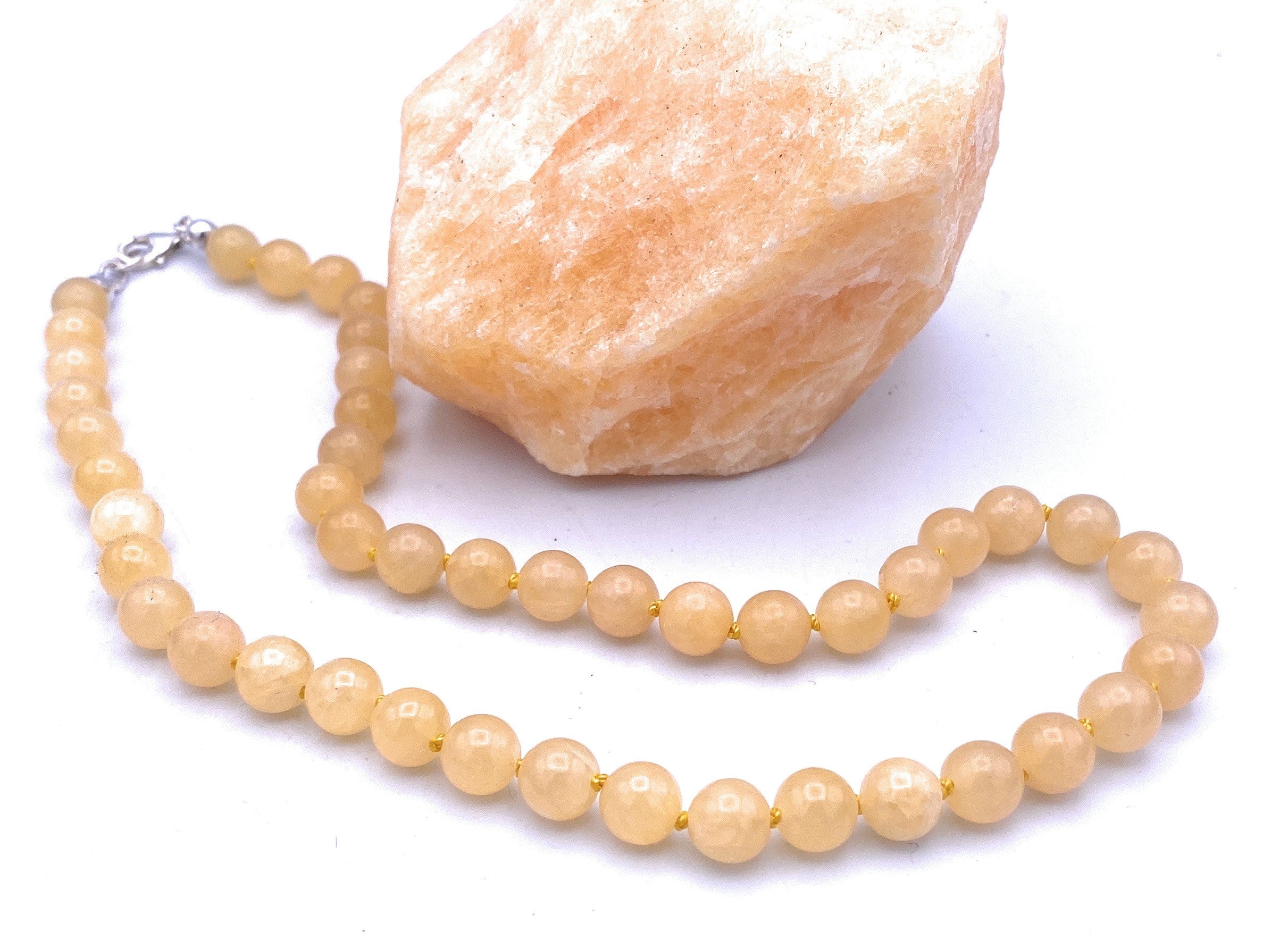 Orangen-Calcit Halskette 8 mm