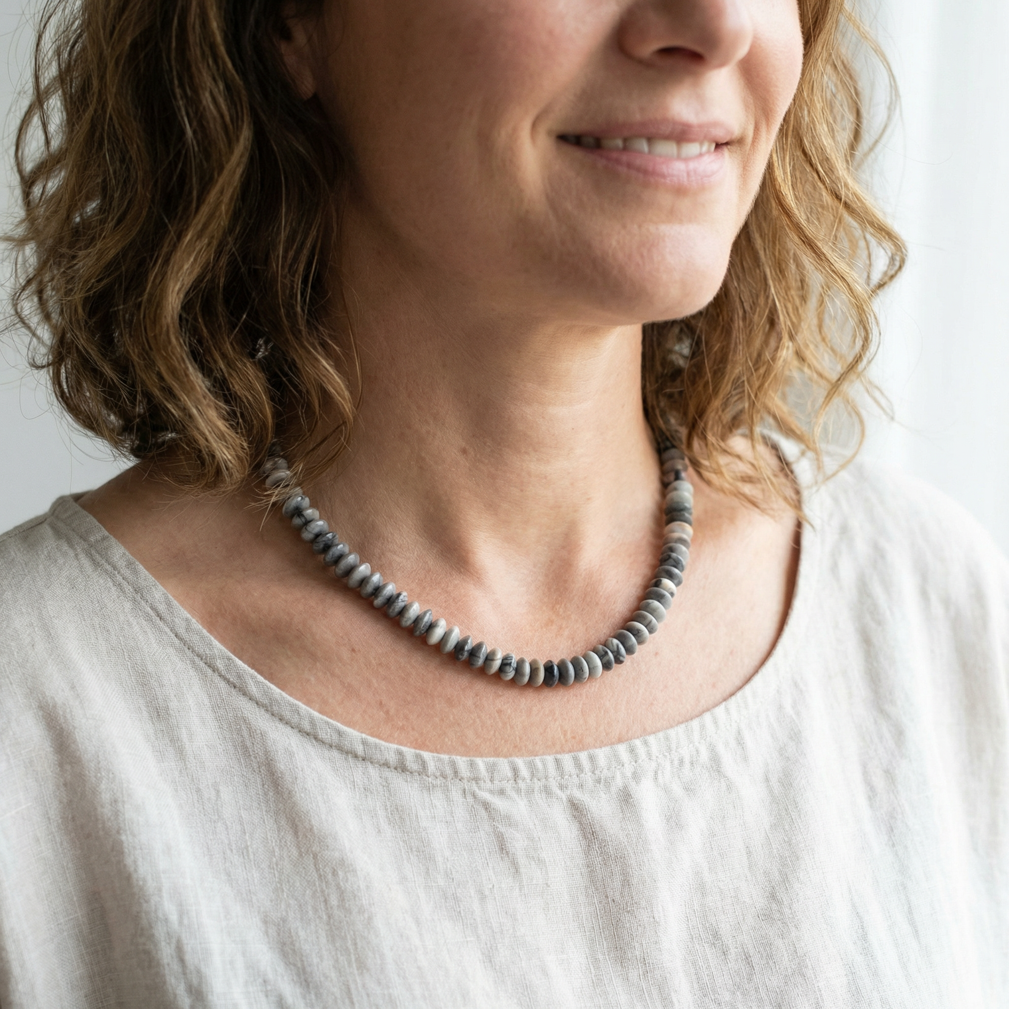 Picasso-Jaspis Linsen Halskette 8mm