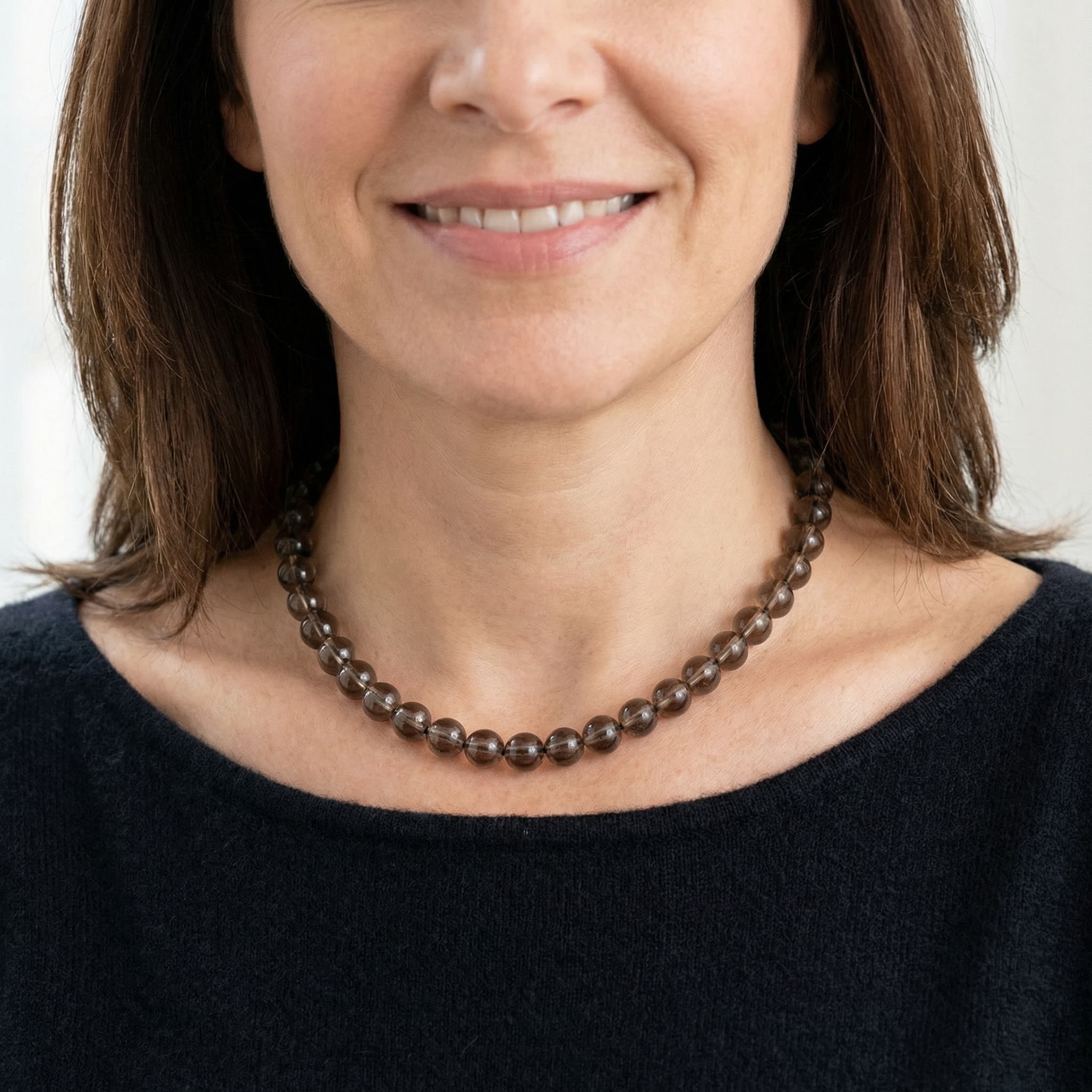 Rauchquarz Kugel Halskette 10mm