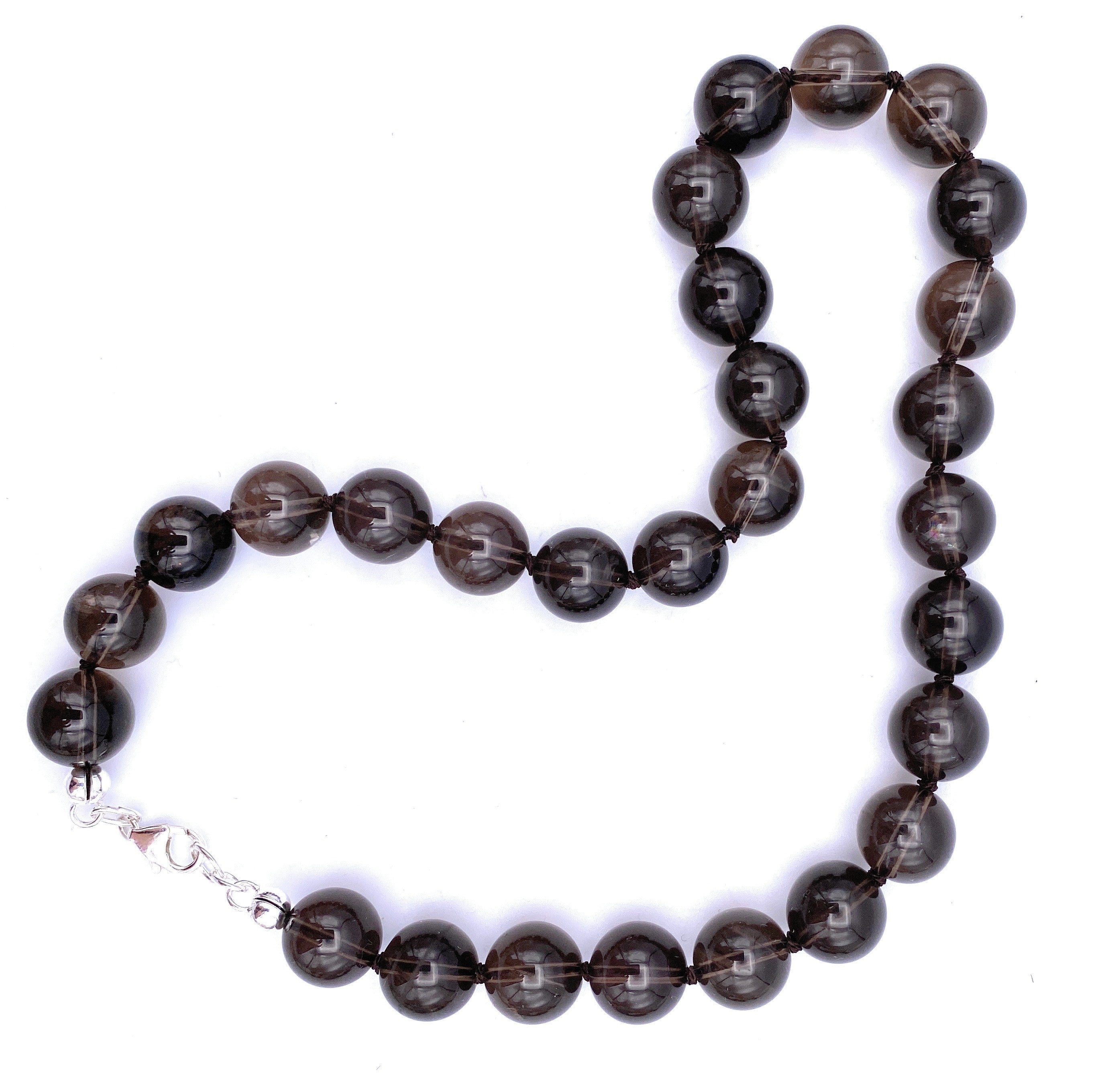 Rauchquarz Kugel Halskette 14mm