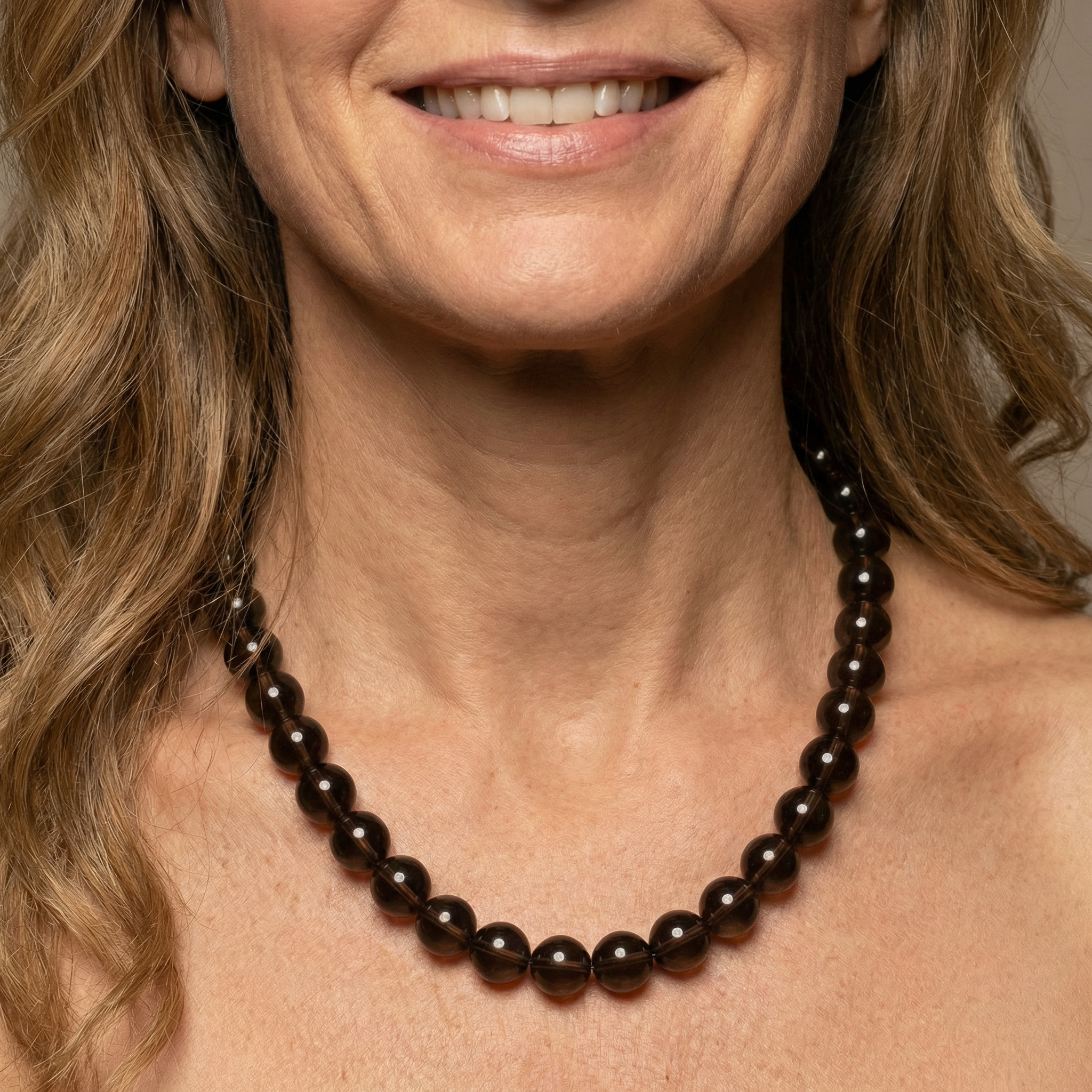 Rauchquarz Kugel Halskette 14mm