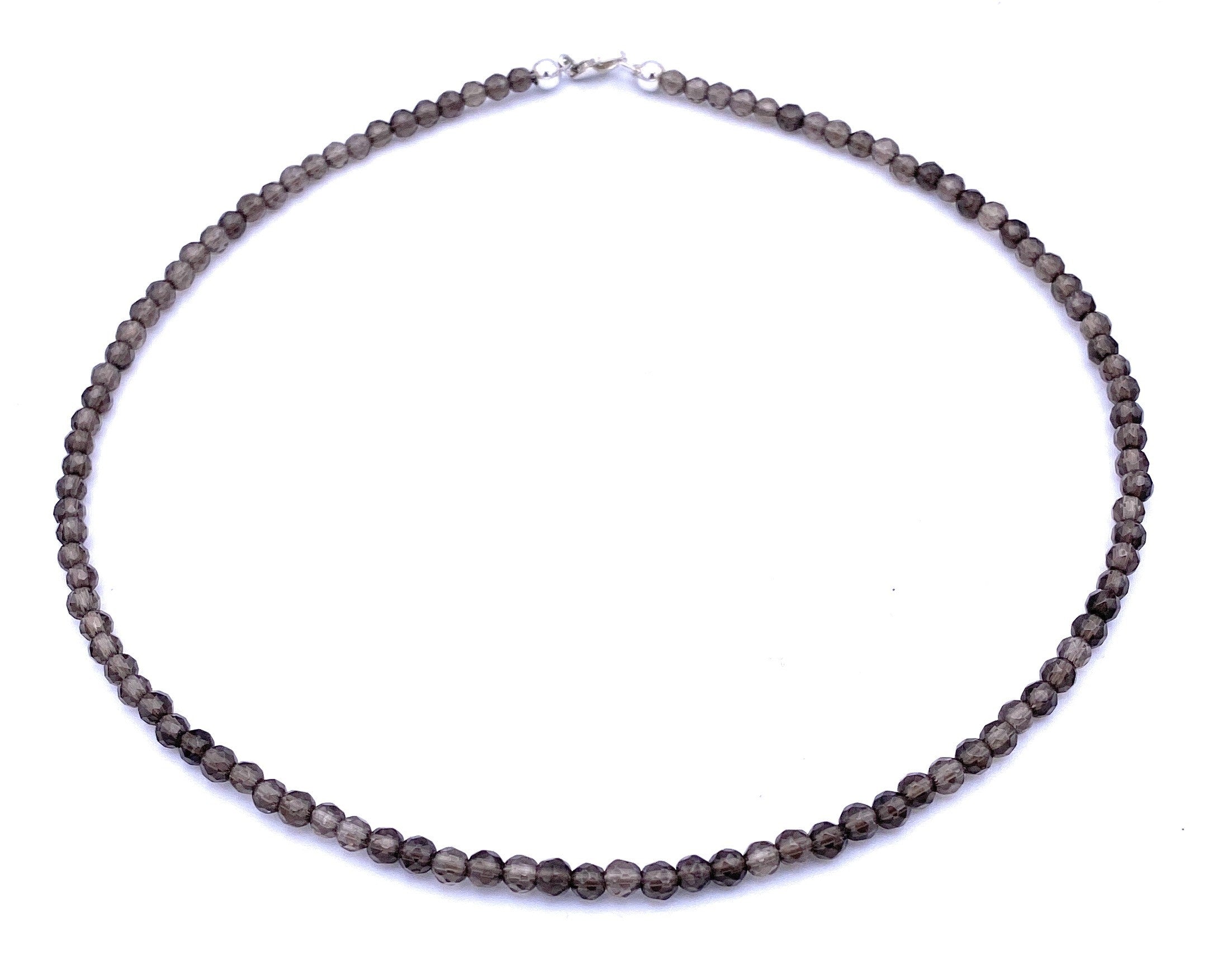 Facettierte Rauchquarz Kugel Halskette 4mm