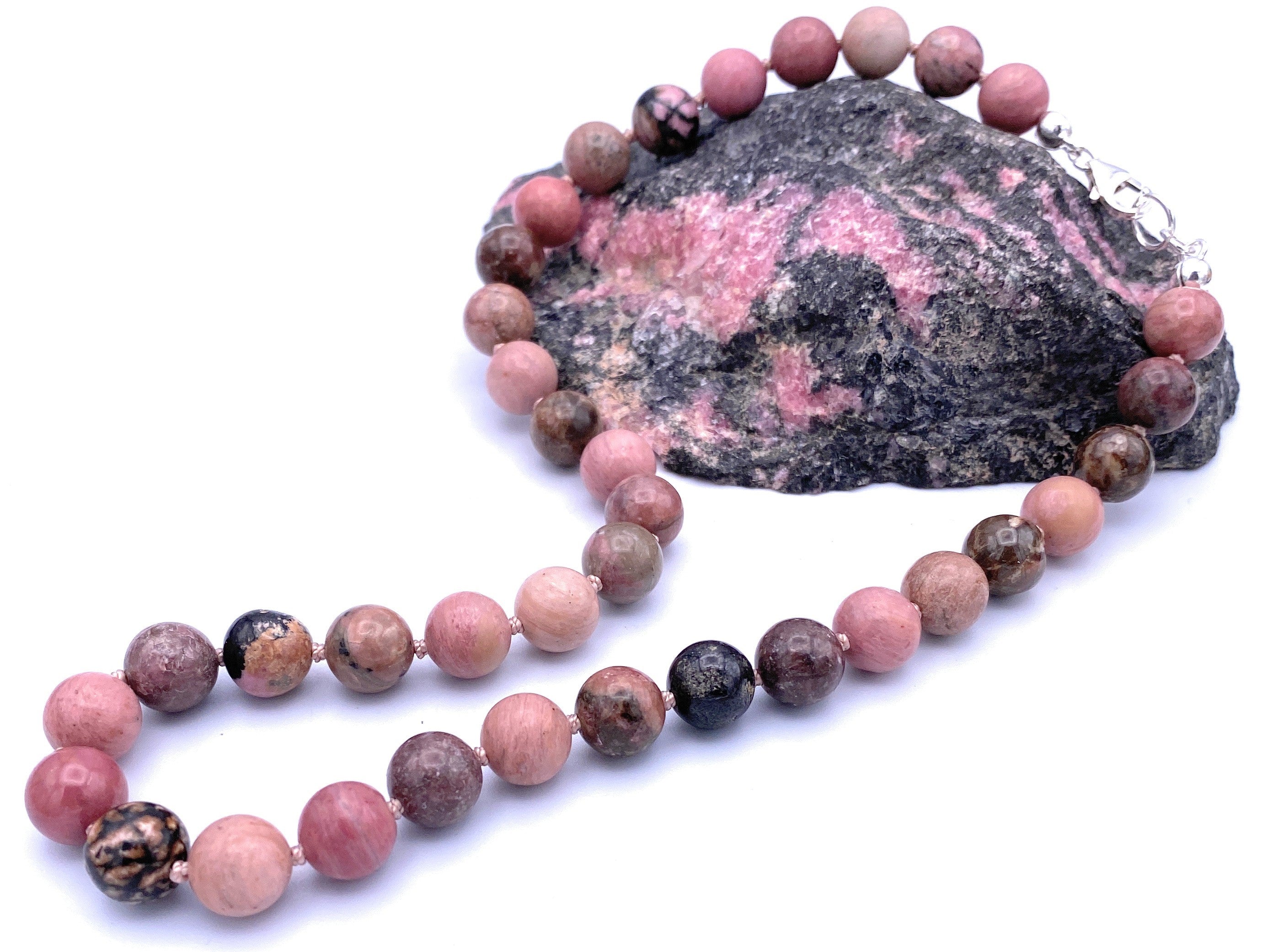 Rhodonit Kugel Halskette 10mm