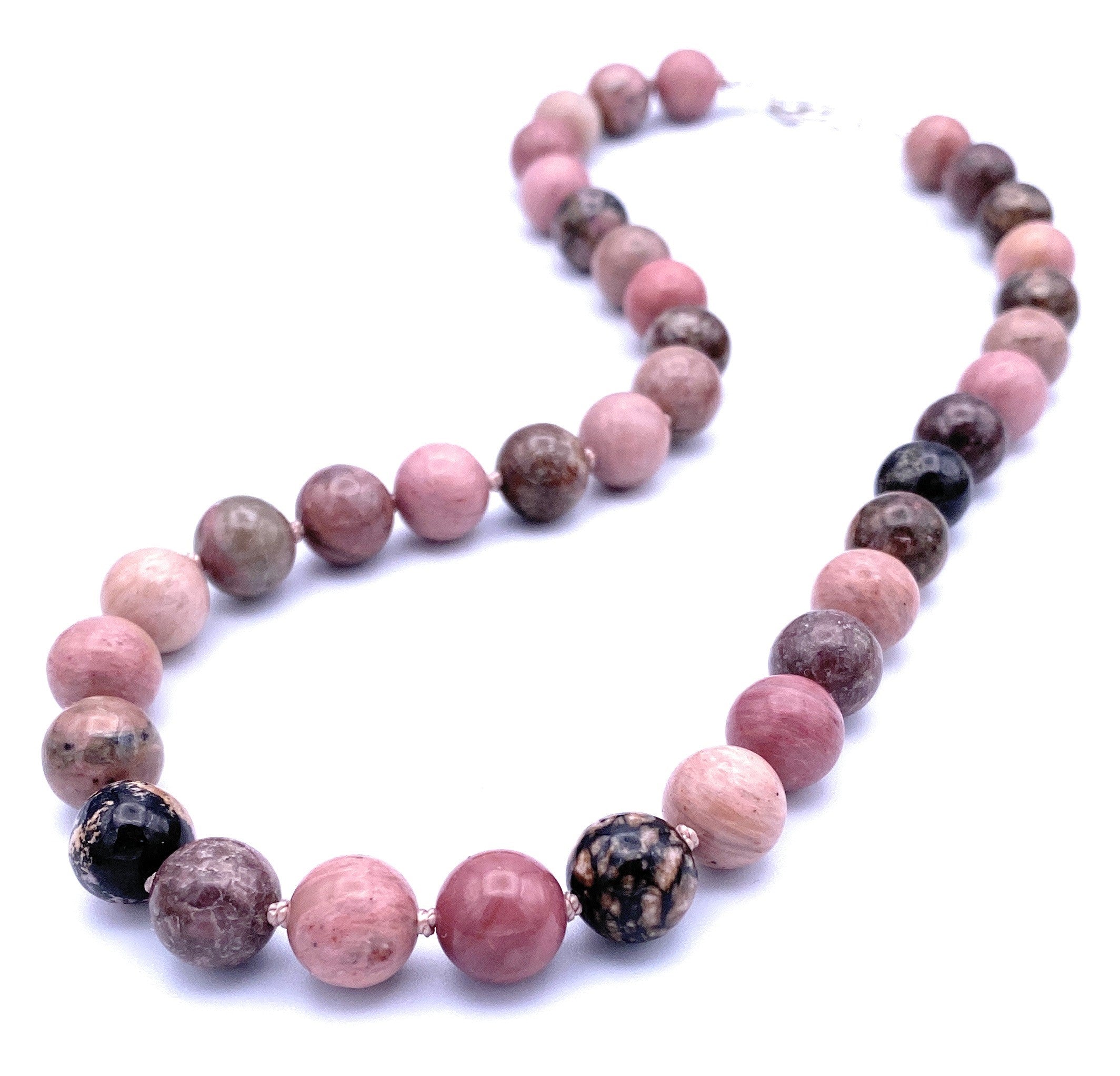Rhodonit Kugel Halskette 10mm