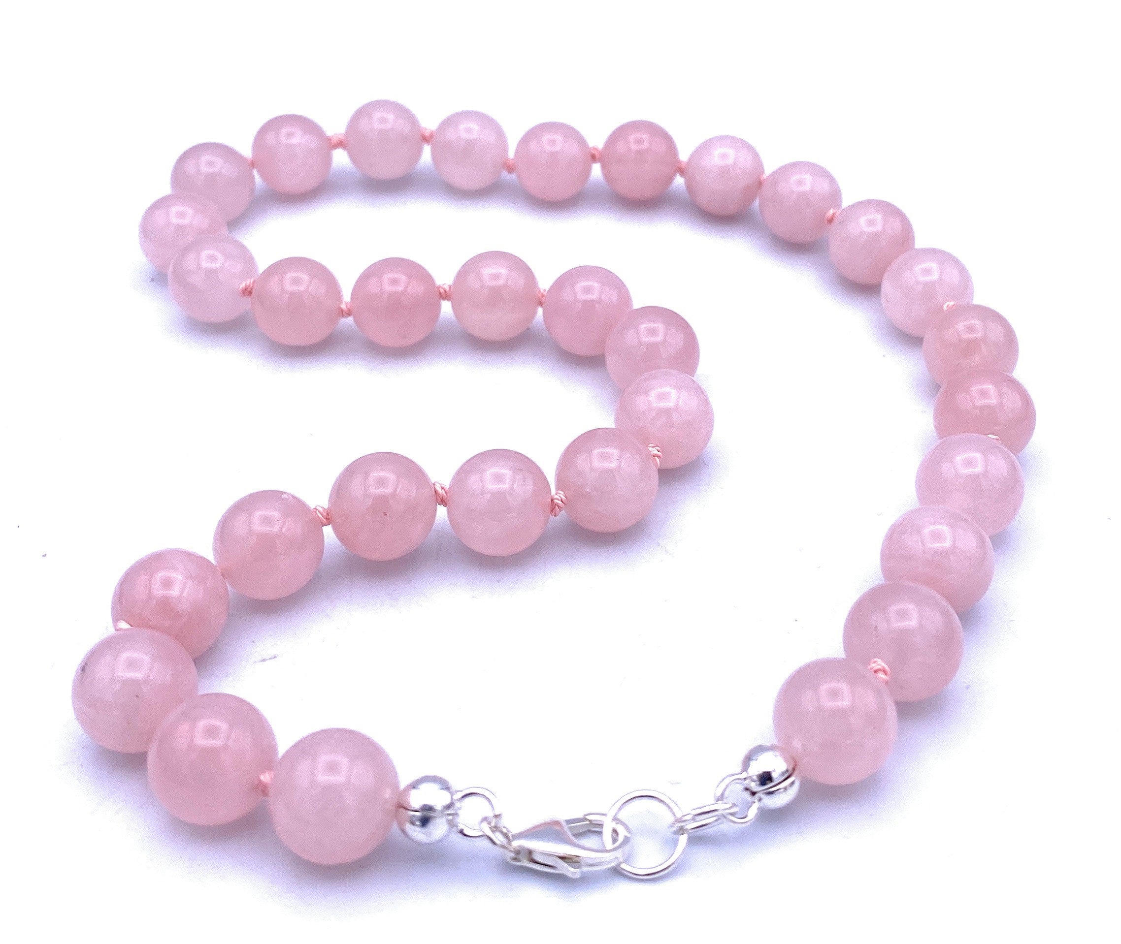 Rosenquarz Halskette 12 mm
