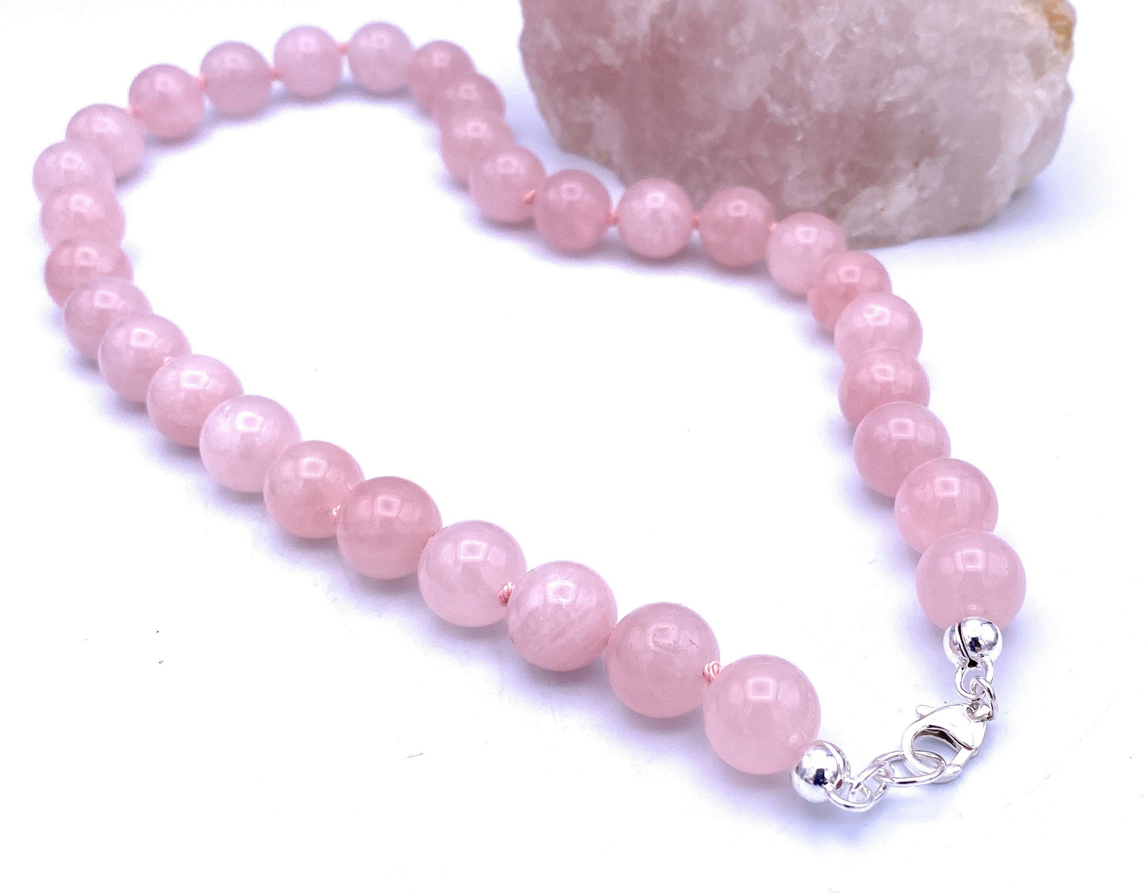 Rosenquarz Halskette 12 mm