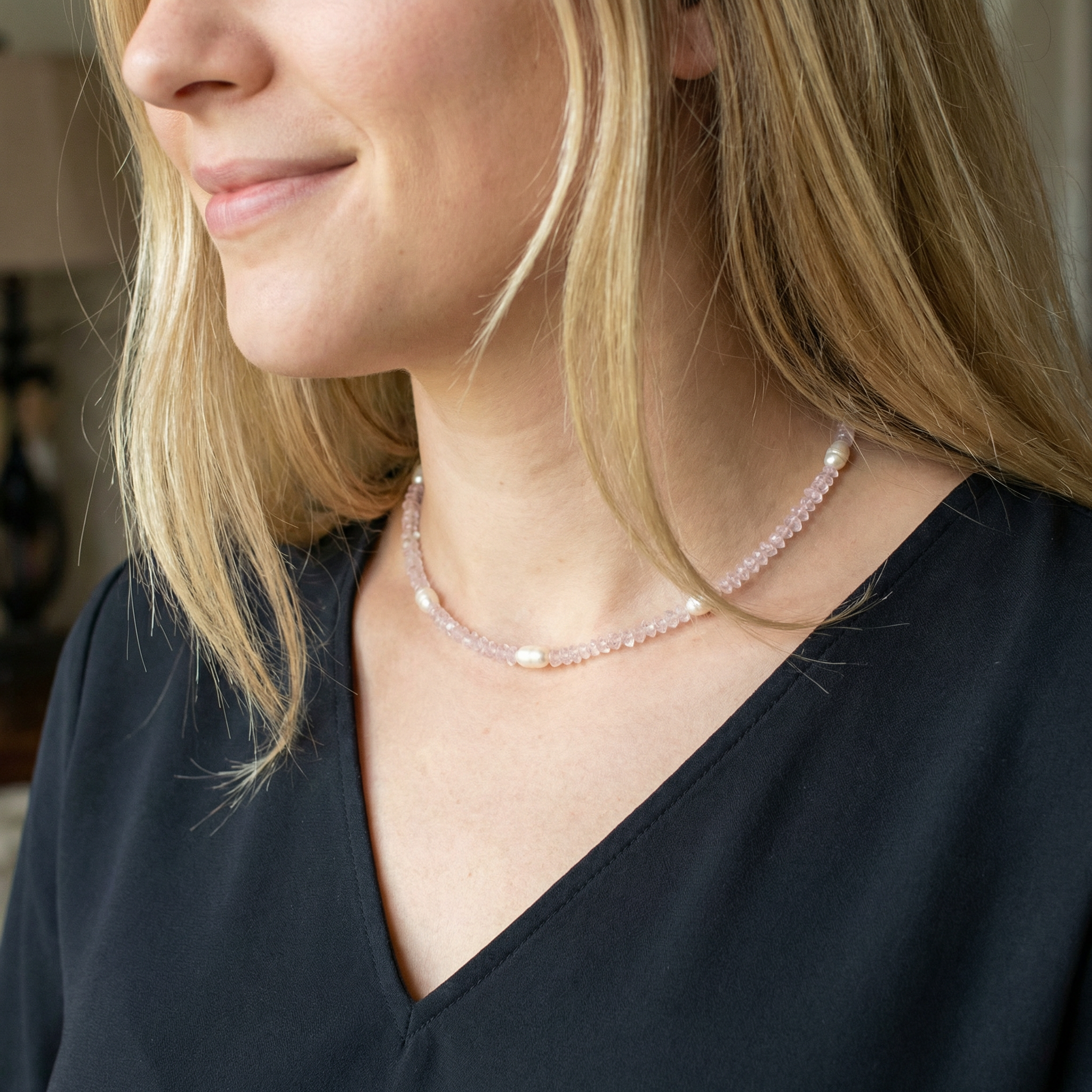 Rosenquarz Halskette