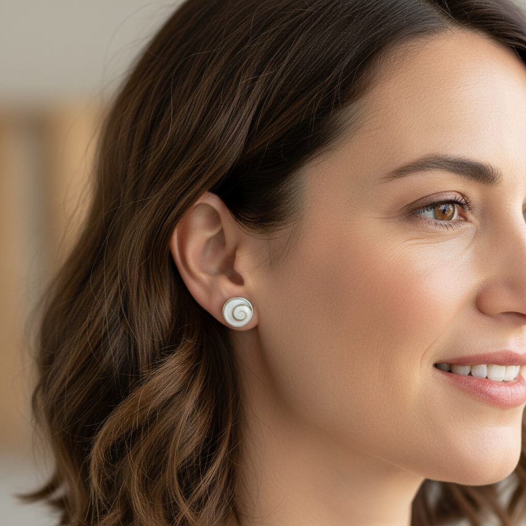 Runder Operculum Ohrstecker 10mm