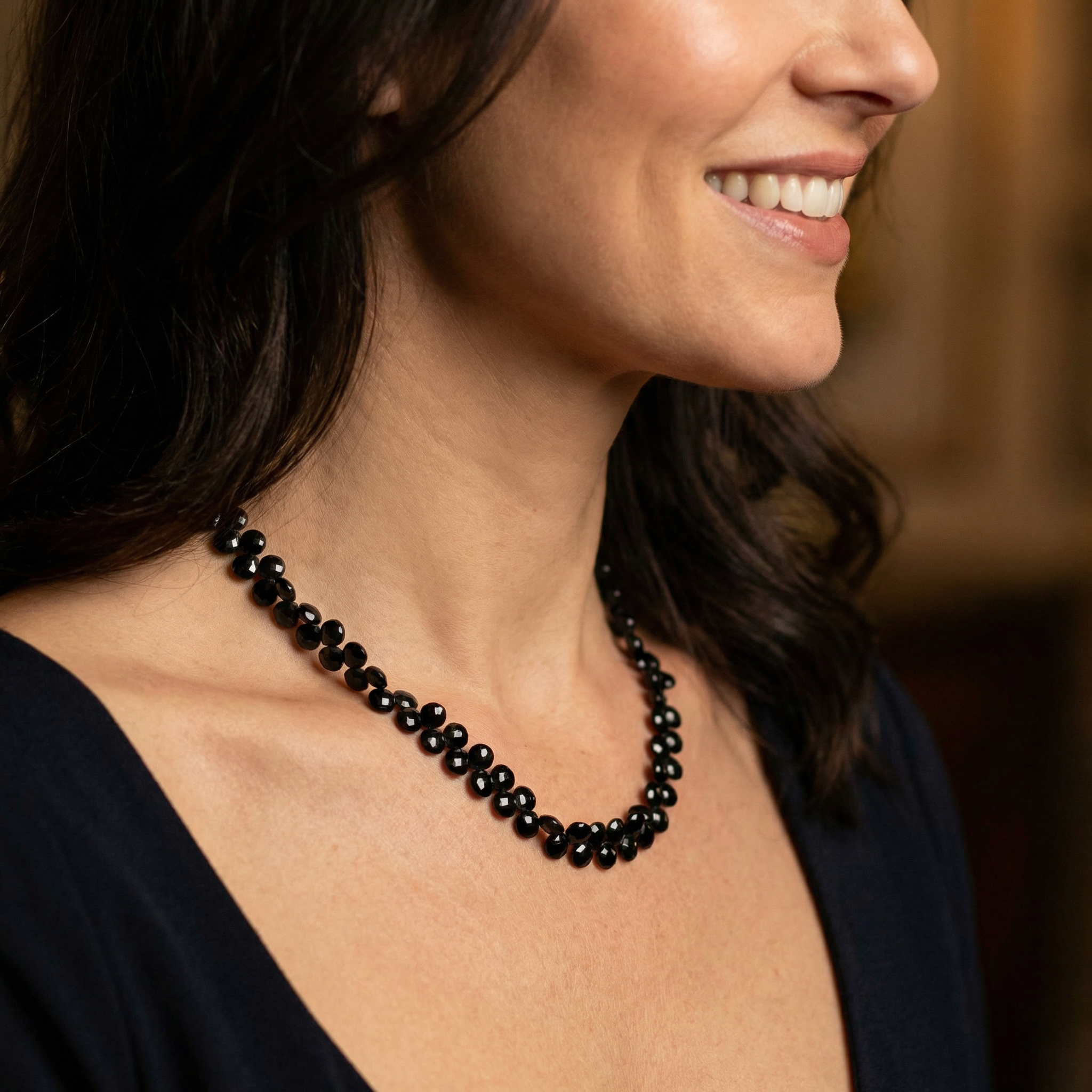 Spinell schwarz Halskette