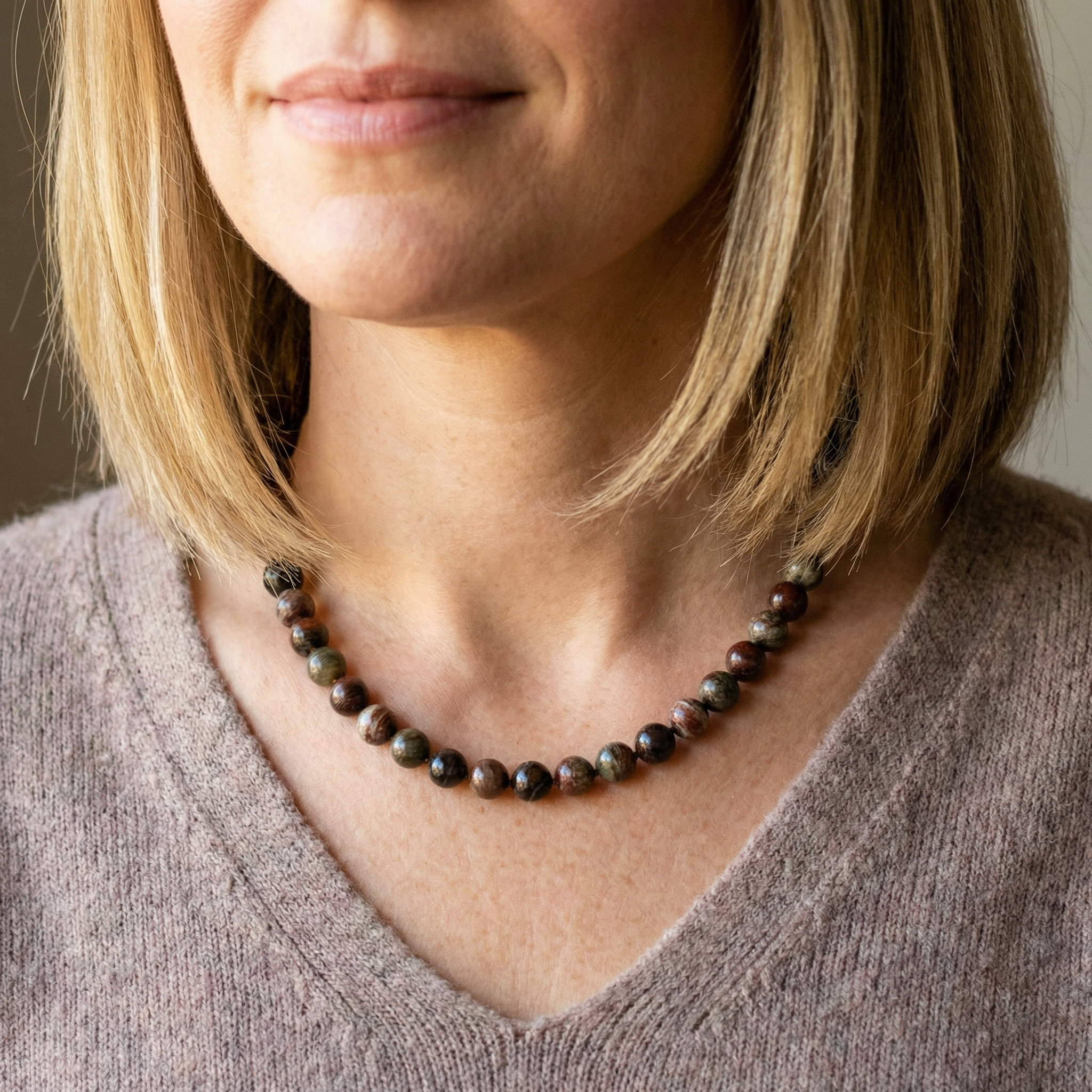 Streifen-Jaspis Kugel Halskette 10mm