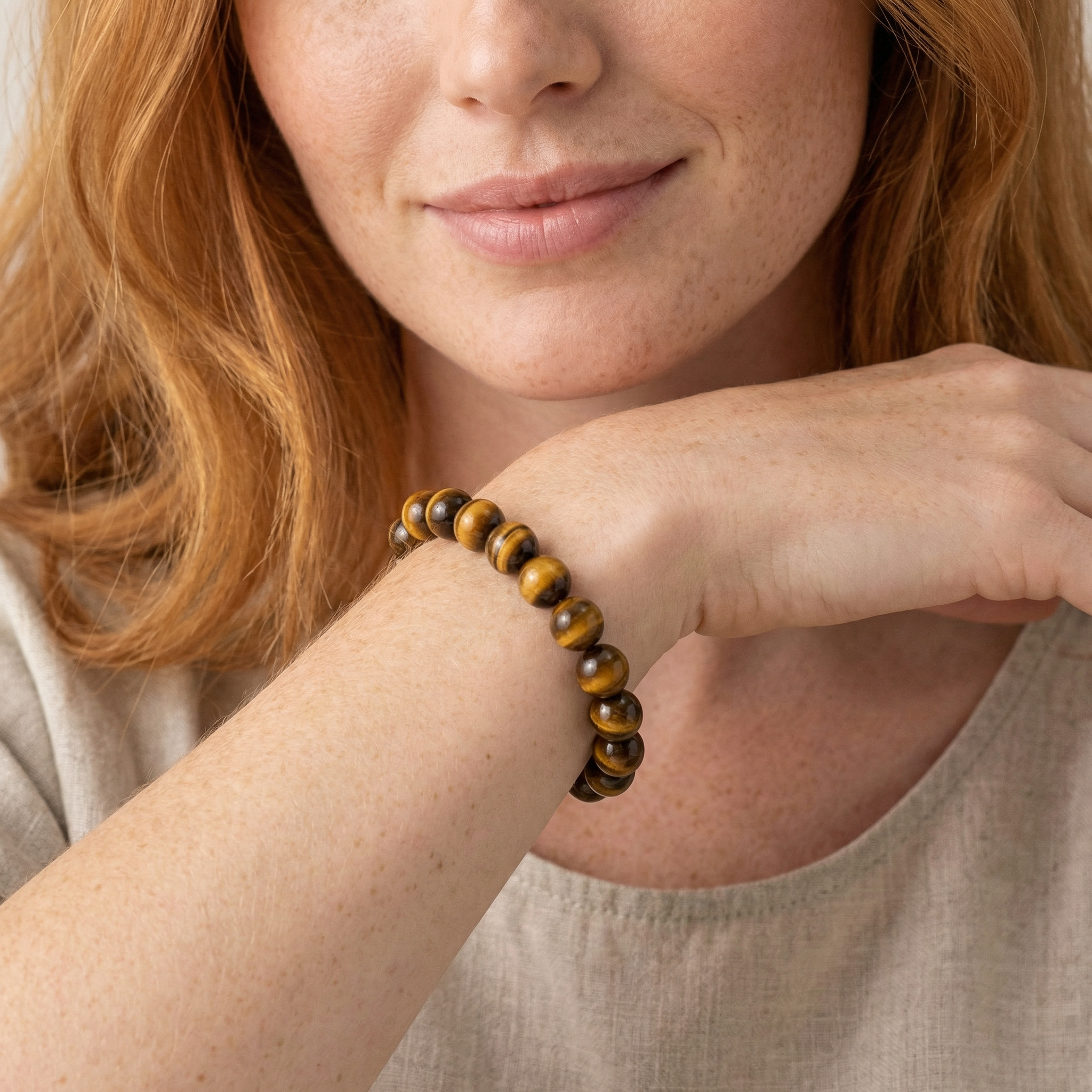 Tigerauge Kugel Armband 8mm