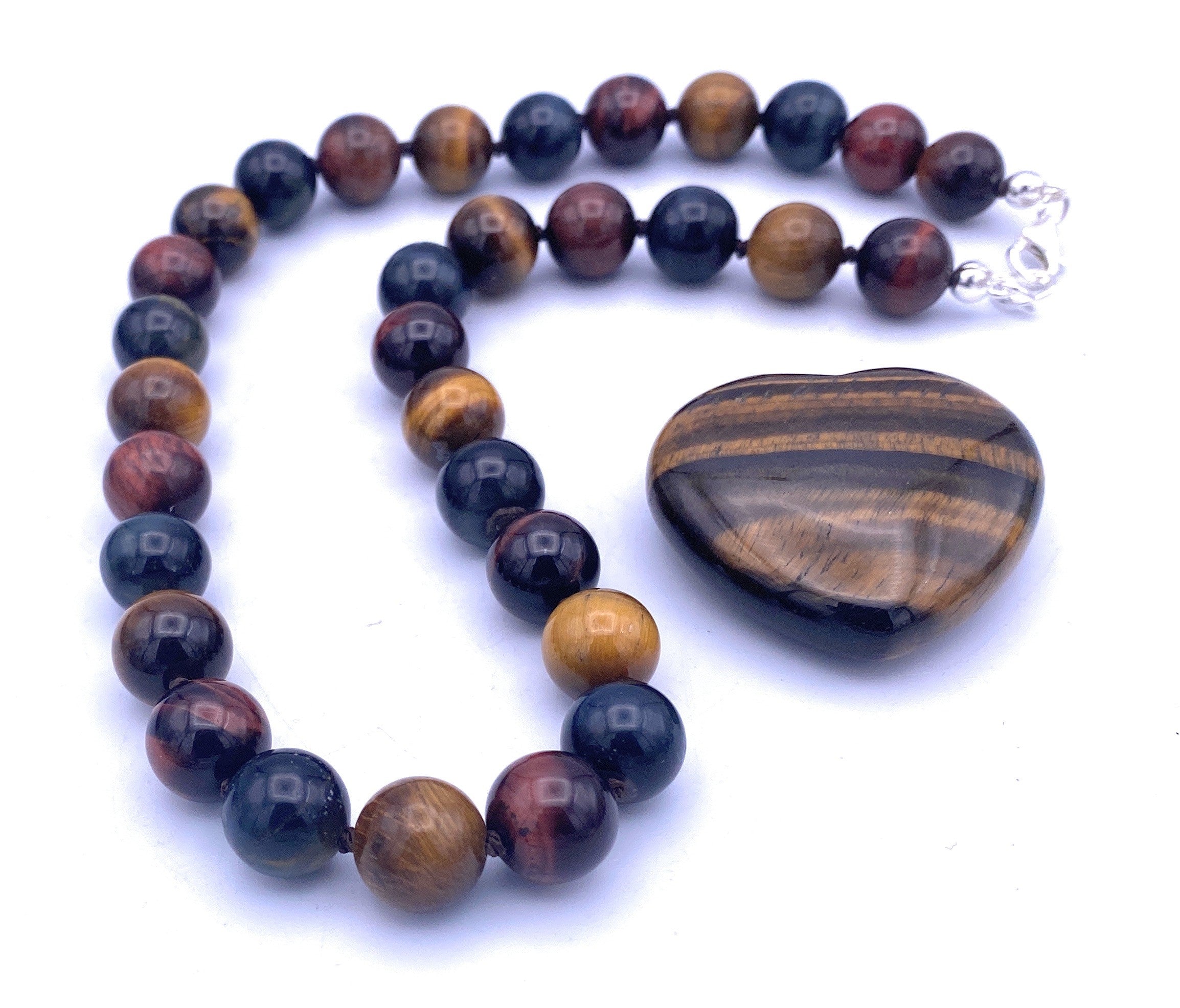 Tigerauge Kugel Halskette 12mm