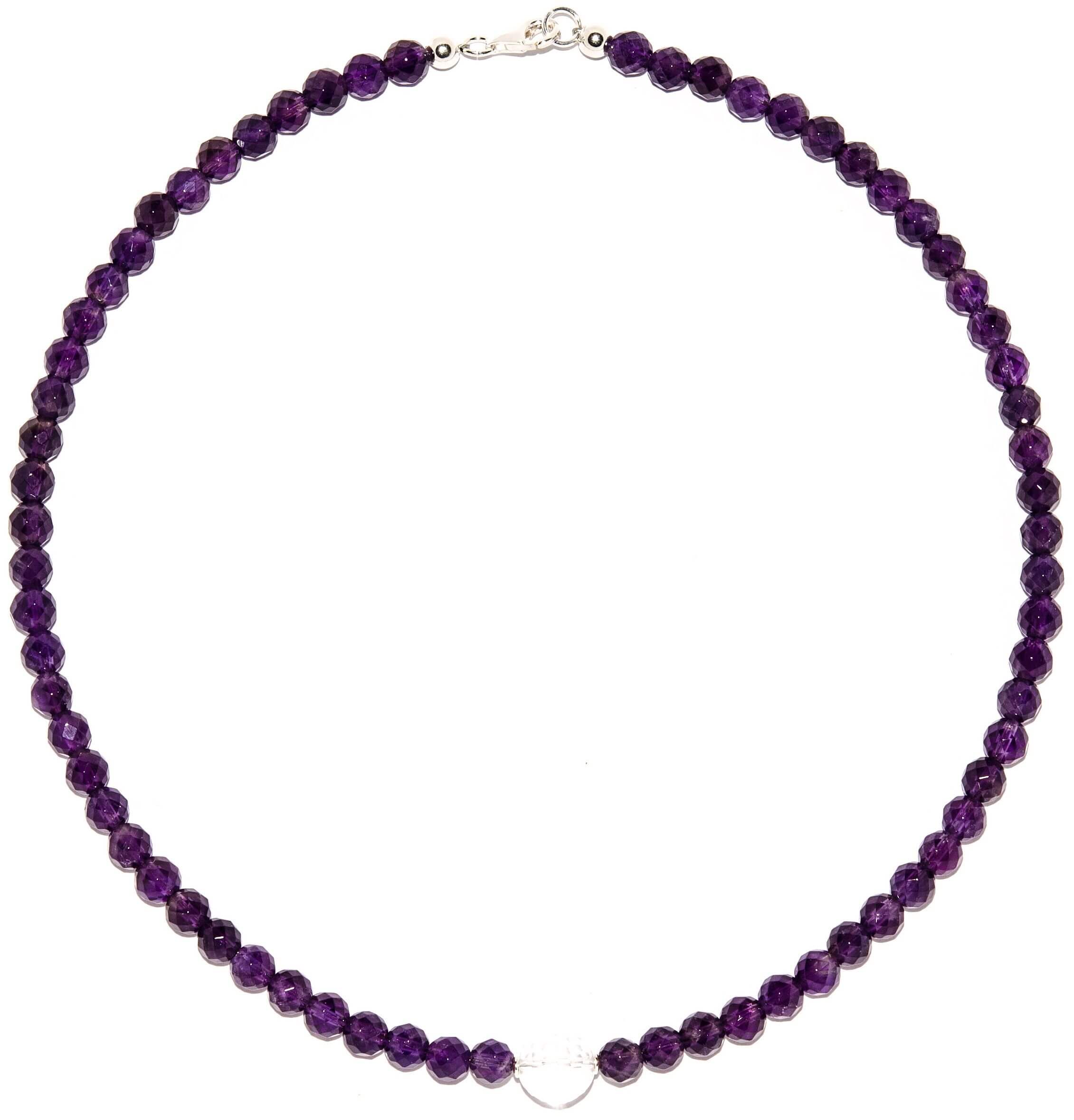 Amethyst-Halskette-mit-facettierter-Bergkristall-Kugel-rund