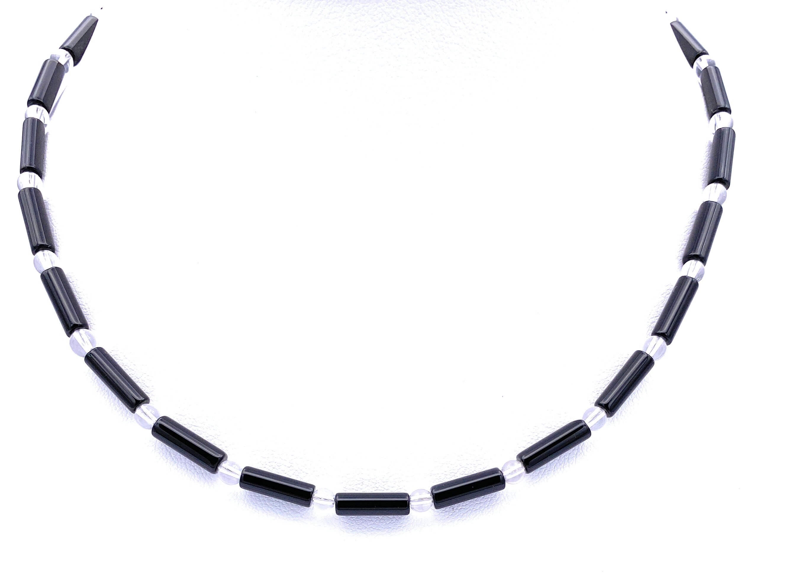 Onyx Walzenkette mit Berkristall-Kugeln